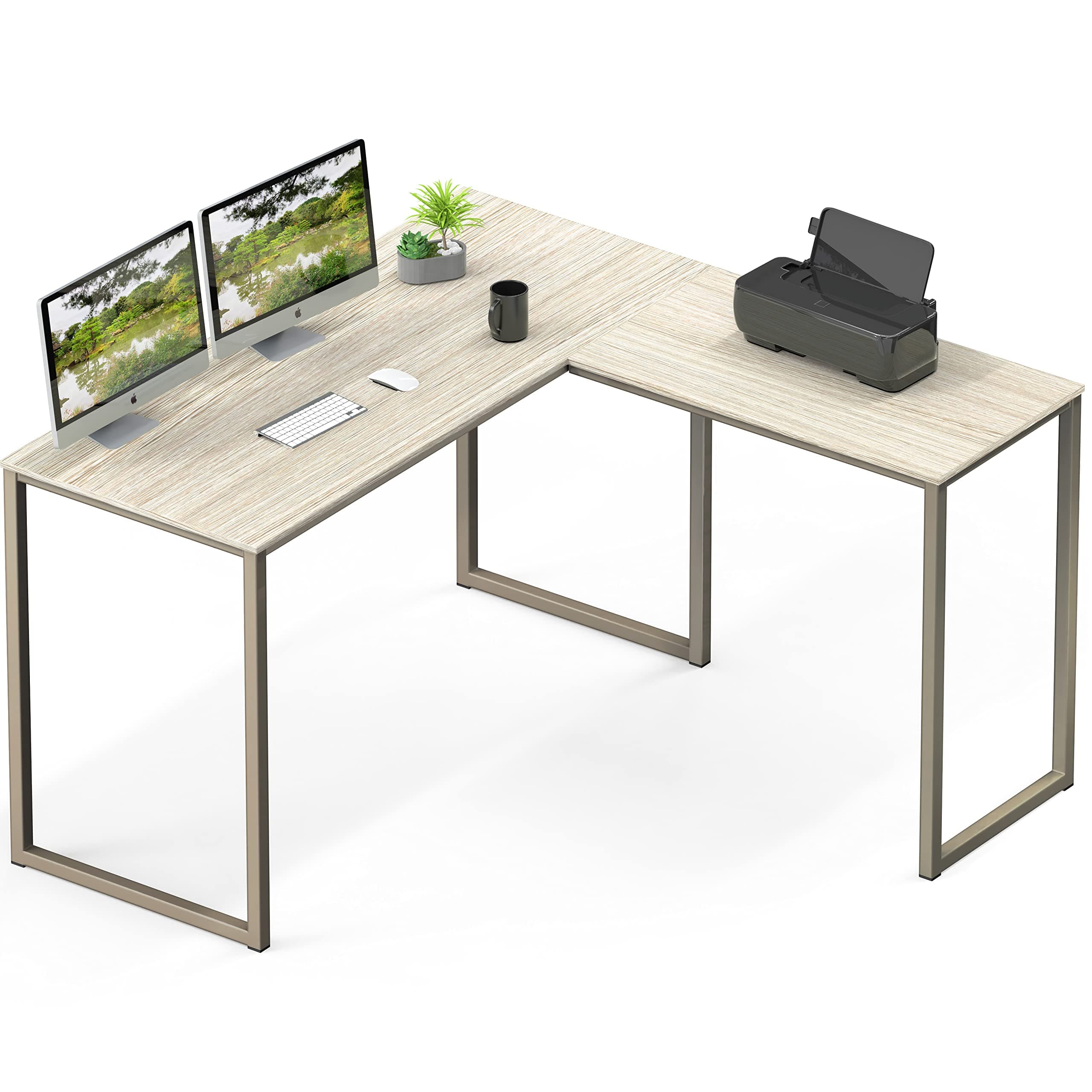 SHW Mission 48 x 48 L-Shape Home Office Computer Desk, Maple