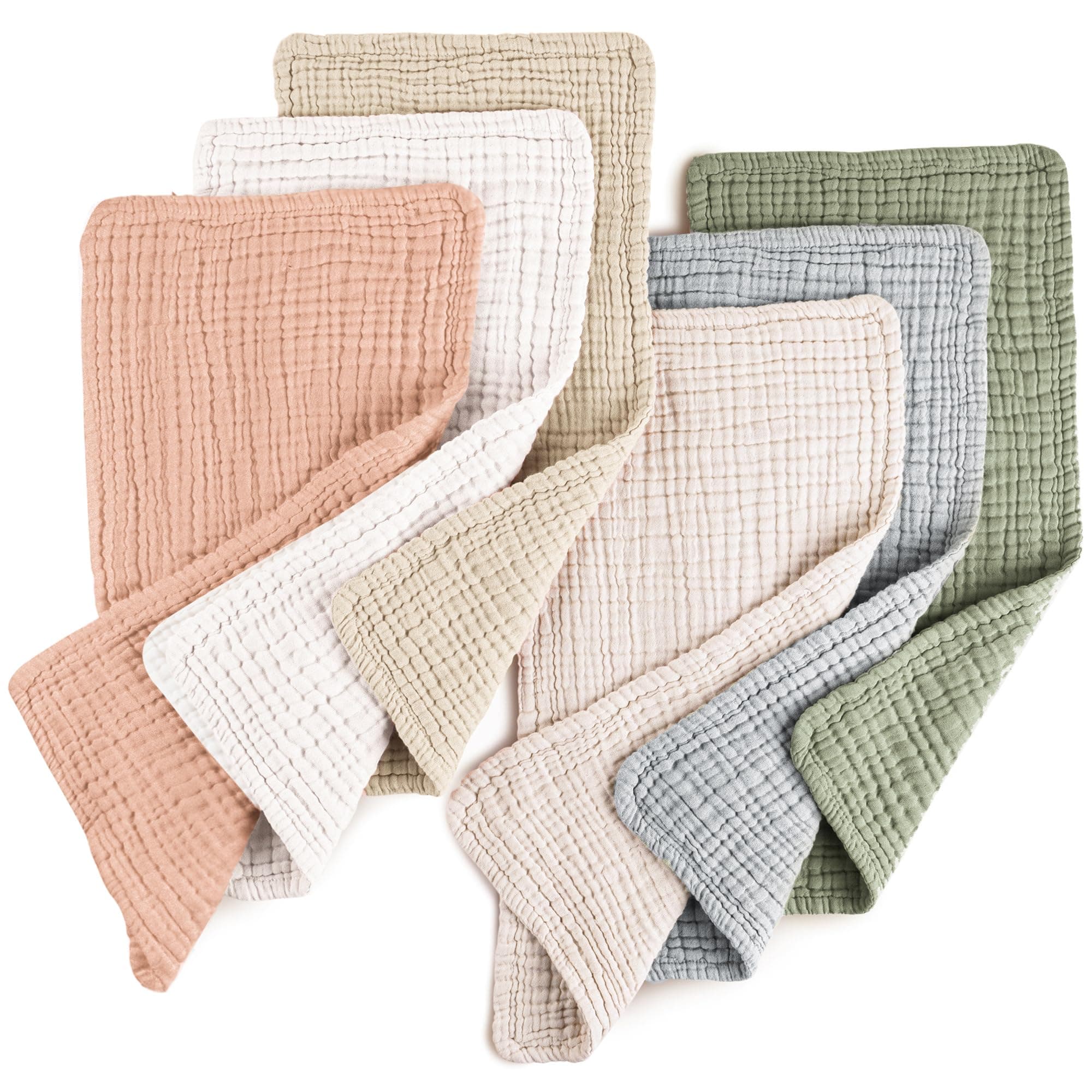 Konssy Muslin Baby Burp Cloths Sets for Unisex- 6 Pack Large 100% Cotton Burping Clothes for Newborn，Baby Girls and Boys