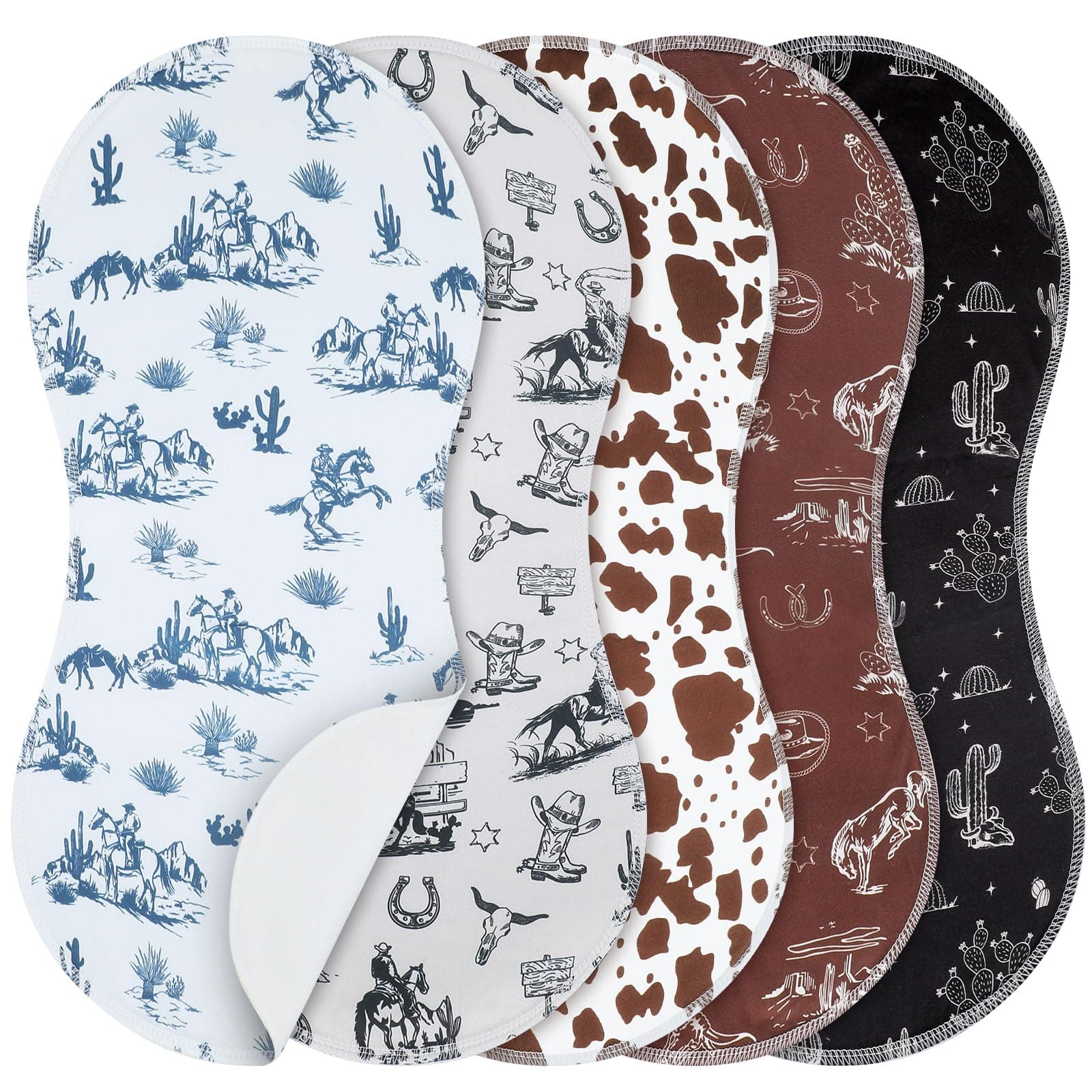 SmoothNovelty 5 Pack Vintage Western Burp Cloths for Newborns 19"x9"