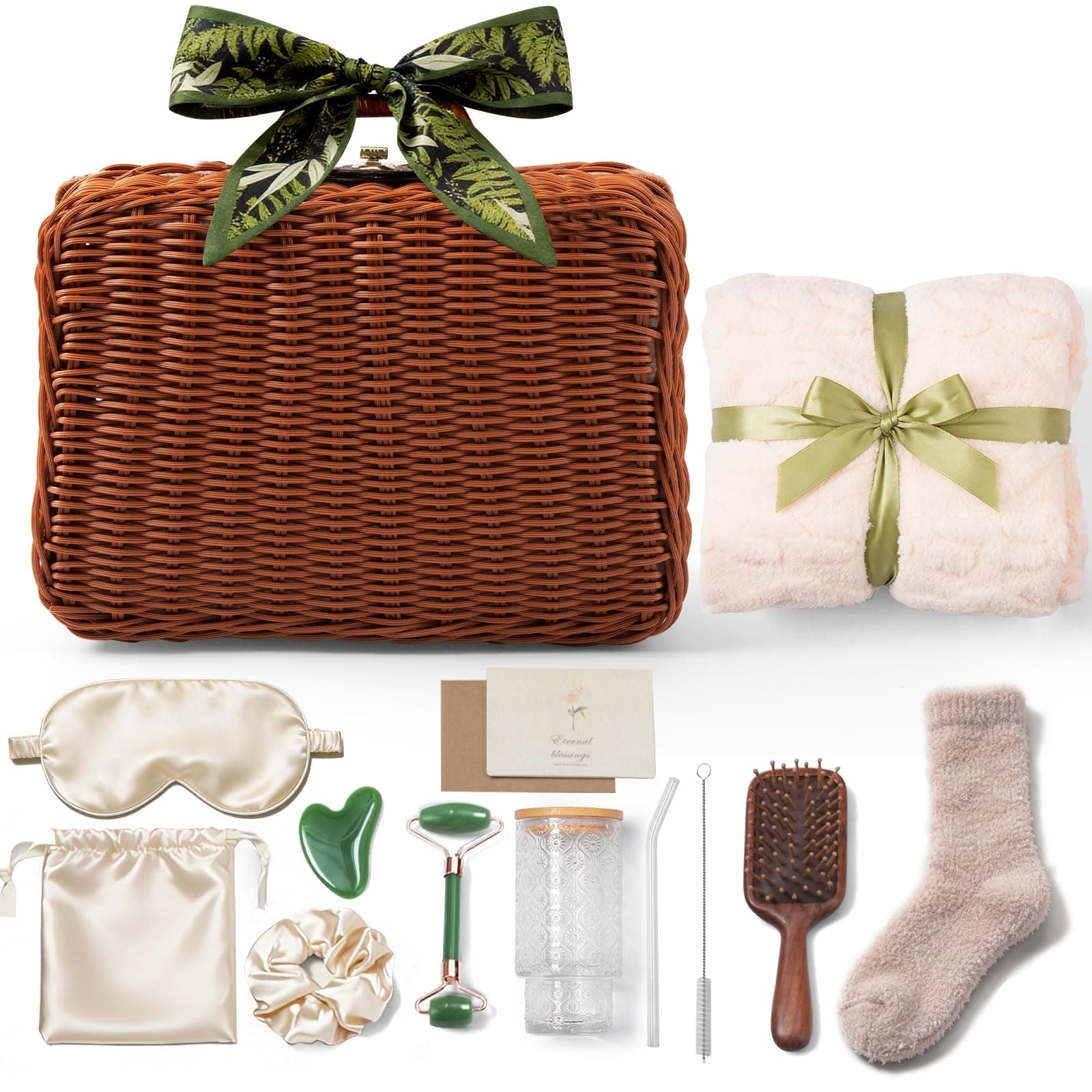 14-Piece Vintage Birthday Gift for Women, Relaxing Spa Care Package with Blanket, Self-Care Gift Basket for Women, Wife, Sister, Best Friend