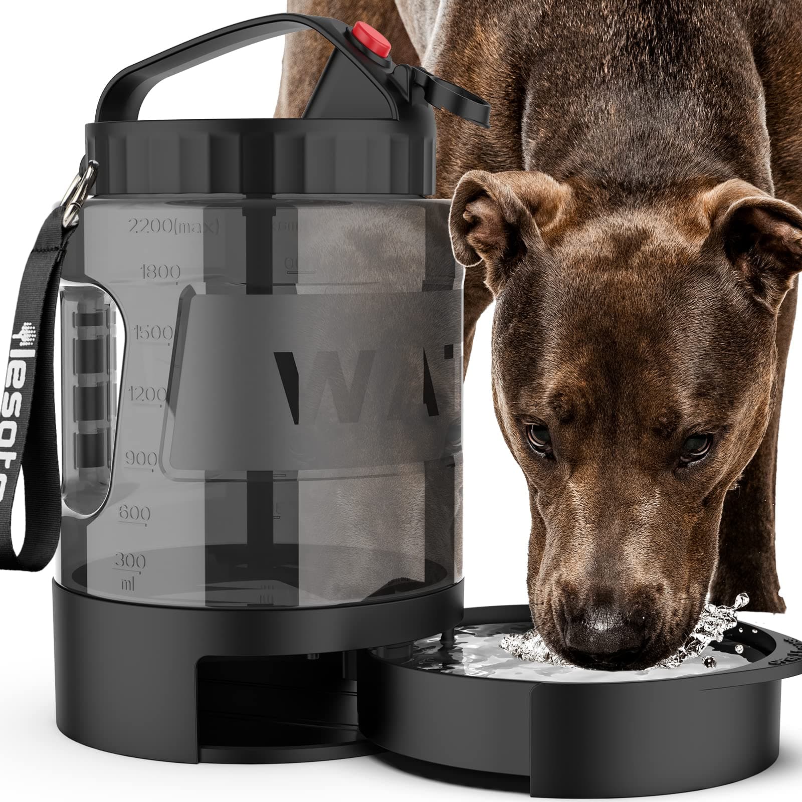 lesotc Portable Dog Water Bottle Travel, 77oz Large Dog Water Bowl Dispenser with Pull-Out Travel Water Bowl for Dogs Camping Hiking Beach Hunting Essentials, Pet Water Bottle Park Walking Accessories