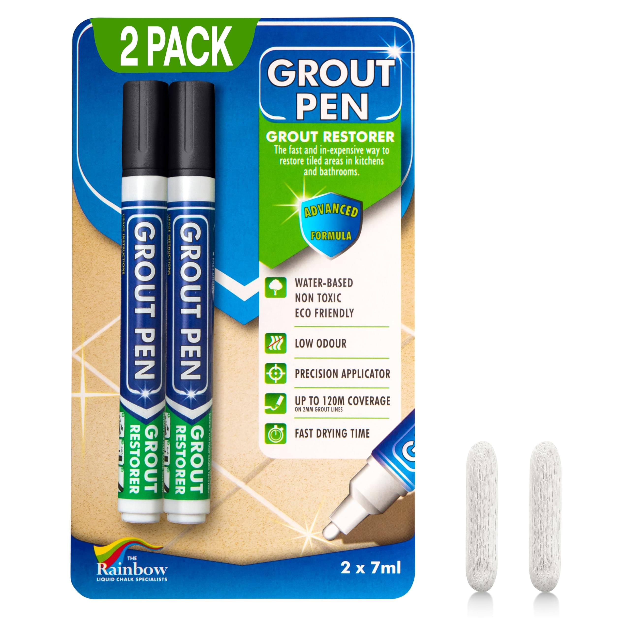 Grout Pen Black Tile Paint Marker: Waterproof Grout Paint, Tile Grout Colorant and Sealer Pen - Narrow 5mm, 2 Pack, Black