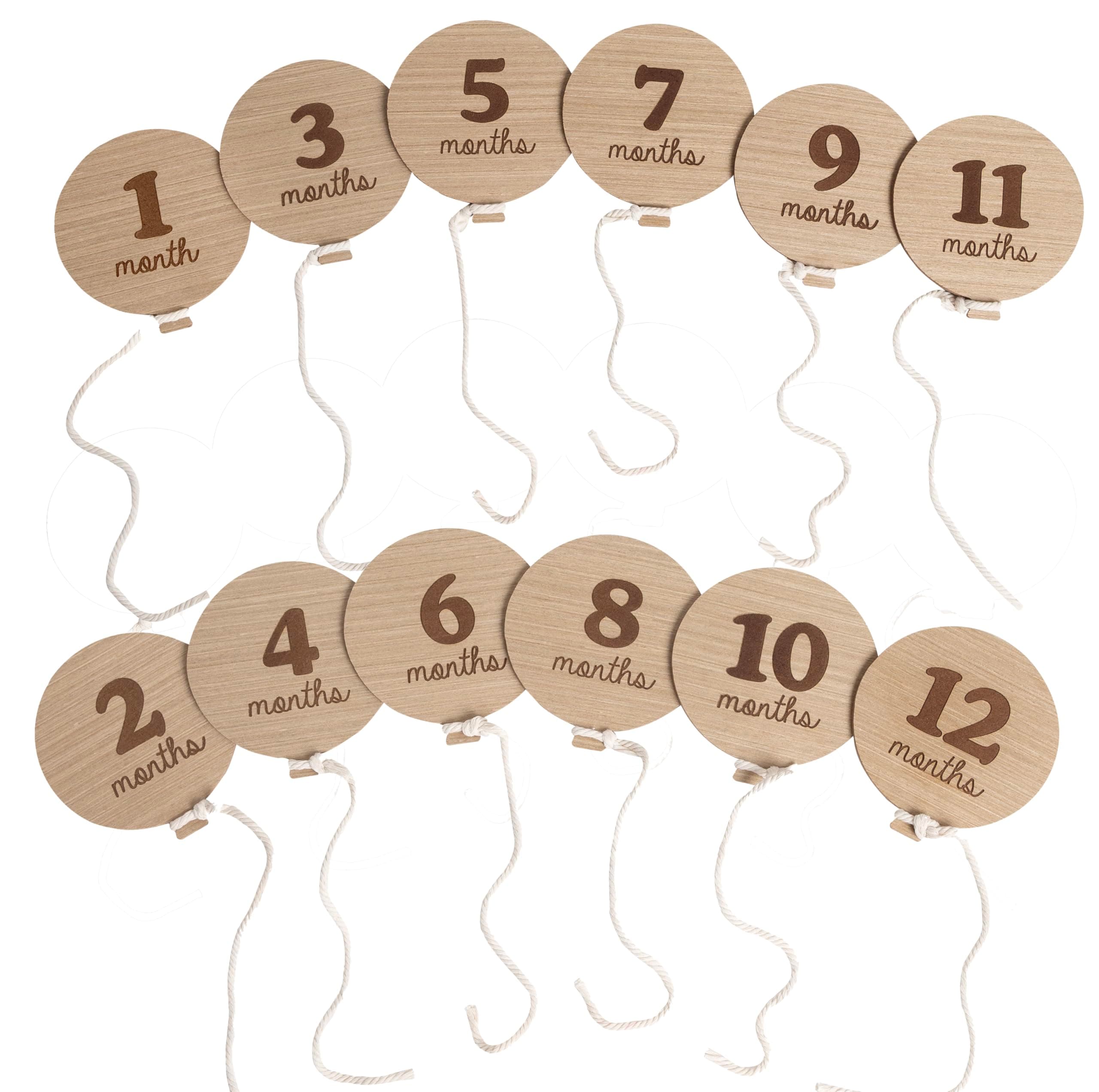 Kate & Milo Baby Monthly Milestone Marker Discs, Reversible Photo Props, Baby Growth and Pregnancy Growth Cards, 1-12 Months, Gender-Neutral Gift, Birthday Balloons