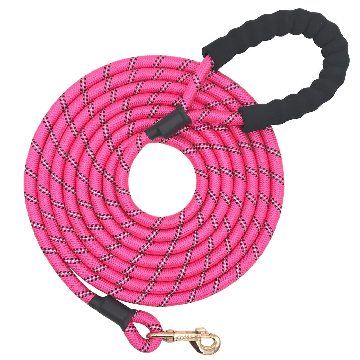 Shorven Nylon Strong Dog Rope Lead Reflective Training Dog Leash with Soft Handle 5-20 FT Long Pink (Dia:0.5" 8FT)