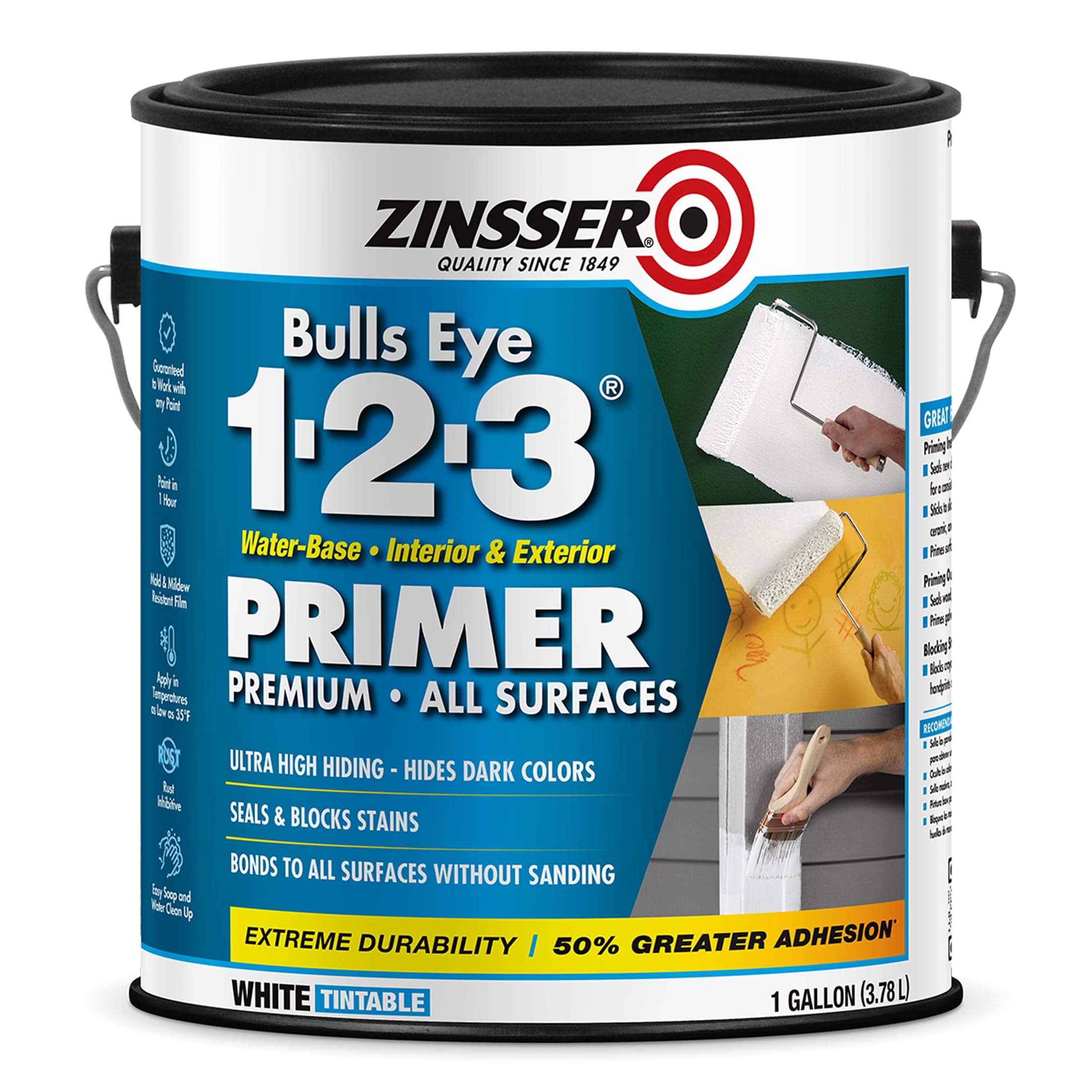 Zinsser 2001 Bulls Eye 1-2-3 All surface Primer, Gallon, White