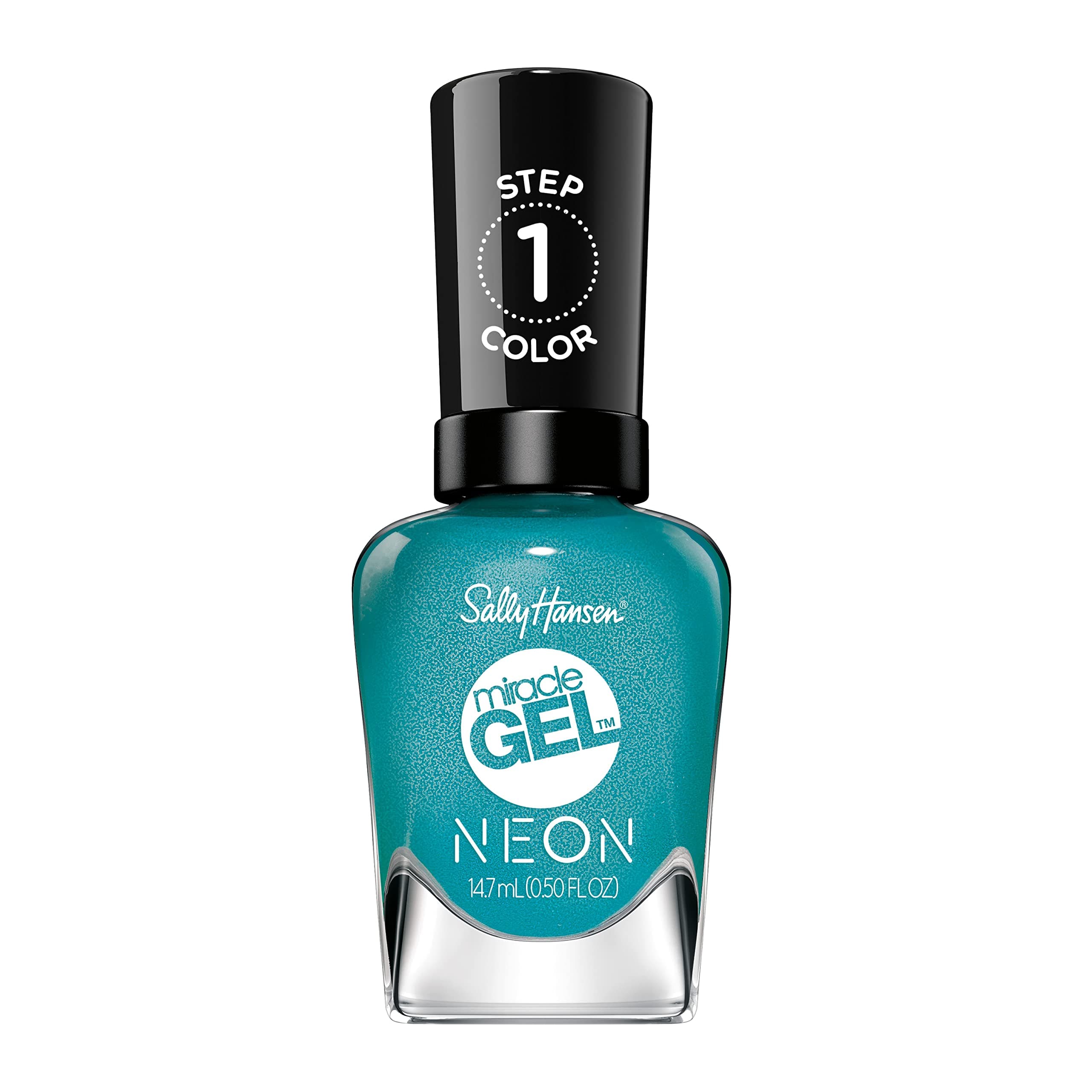 Sally Hansen - Miracle Gel Nail Colour - Neon Collection, 2 Step Gel System, No UV Light Needed, Up to 8 Day Wear - Sea-riously Cool - 885