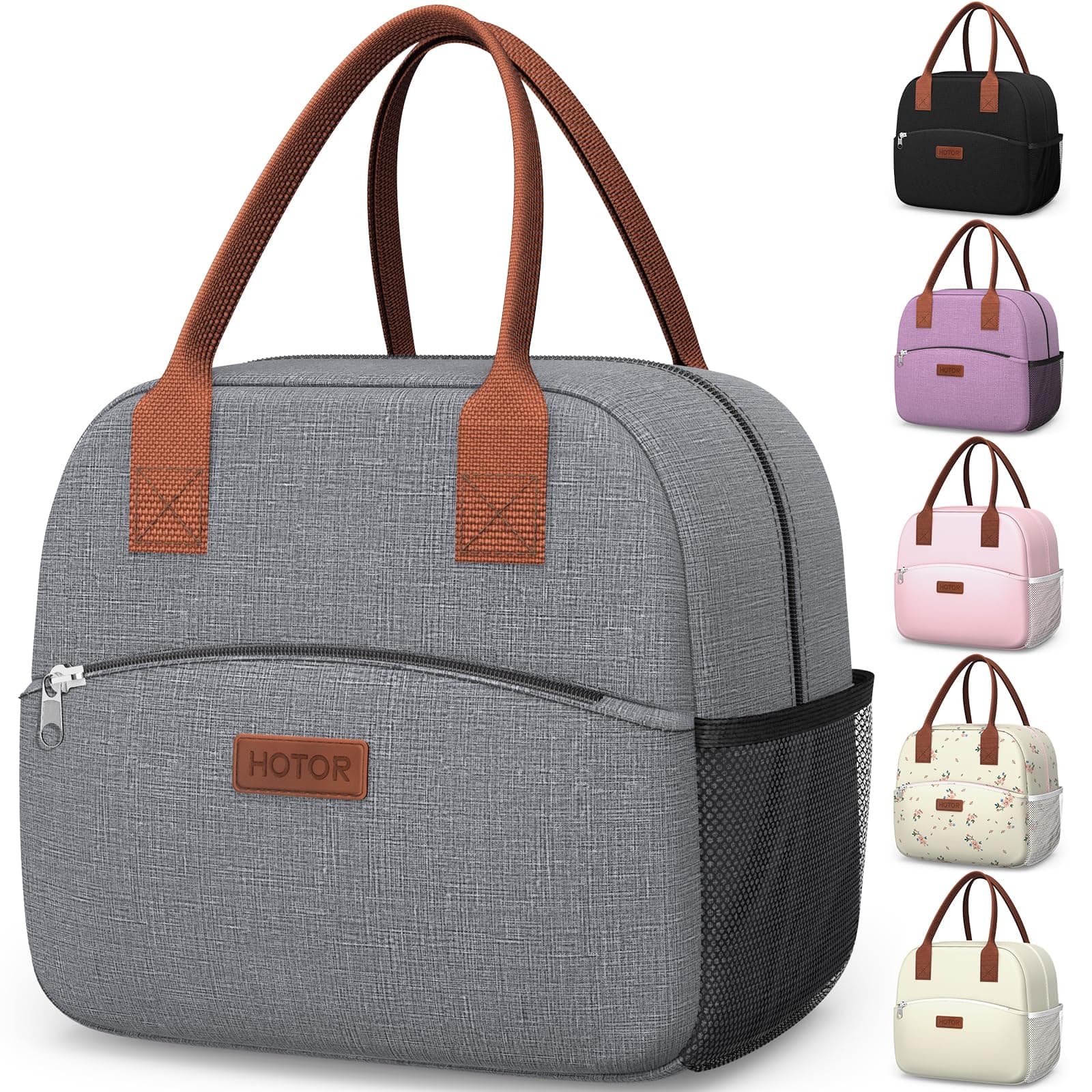 HOTOR Insulated Lunch Bag for Women Men Cooler Lunch Box, Grey