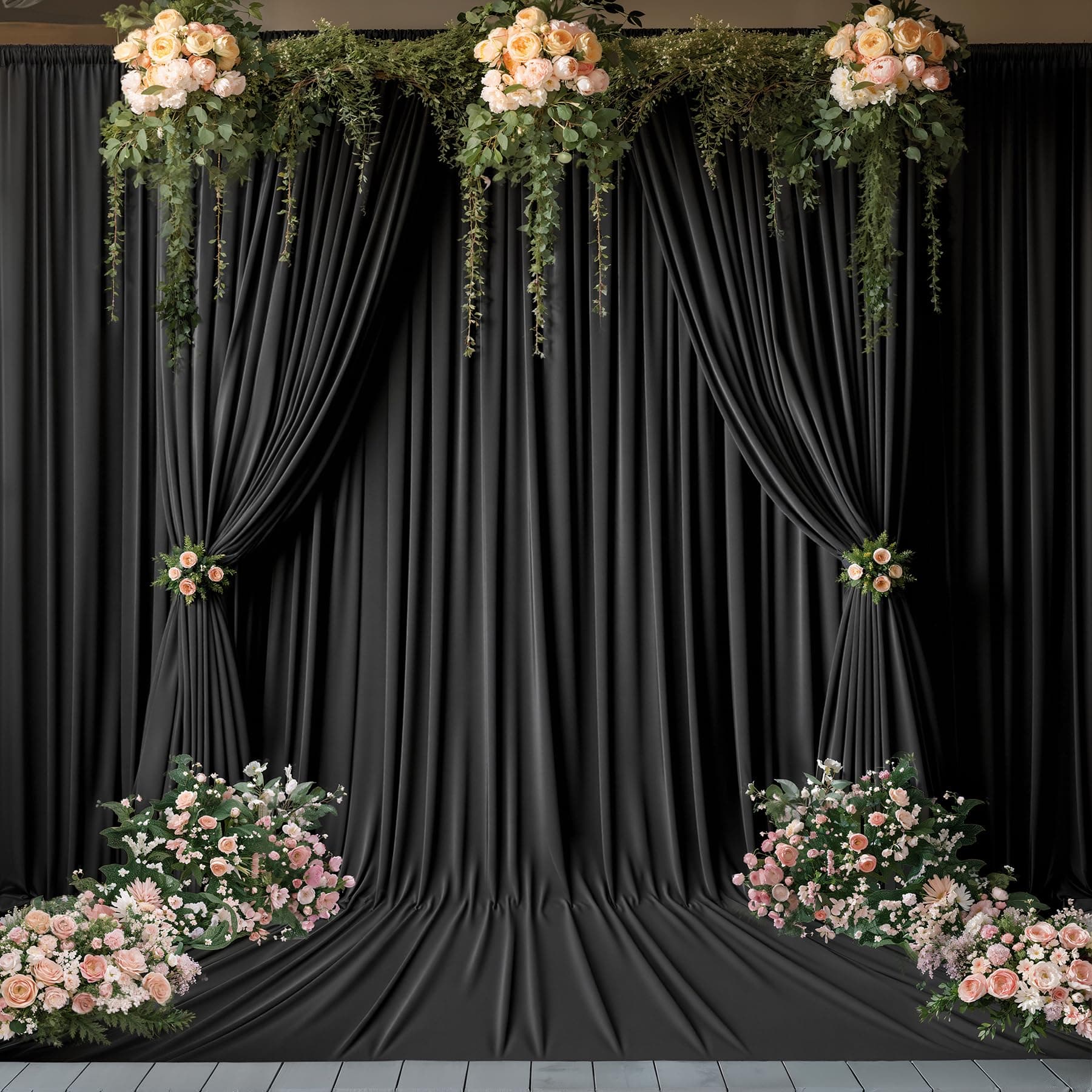 20x15 FT Black Backdrop Curtain for Parties Wrinkle Free Photo Backdrop Curtains Polyester Wedding Back Drop Cloth Background for Birthday Photography Portraits Pet Photoshoot Prom Decoration