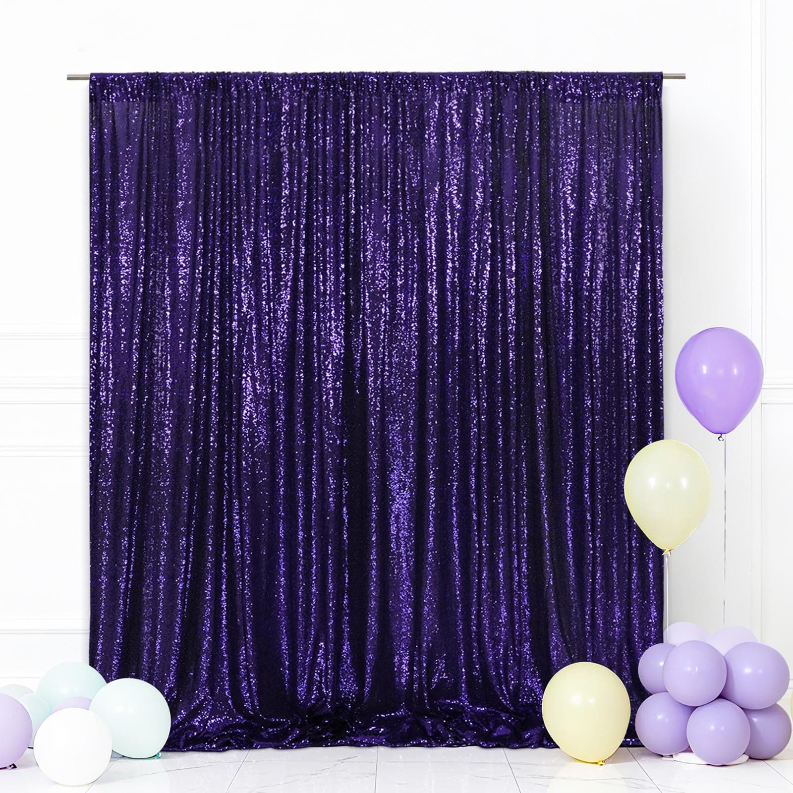 Eternal Beauty Purple Sequin Backdrop, 20x10 Ft Glitter Background Curtains for Shimmer Photography Party Wedding Birthday Back Drop Decor