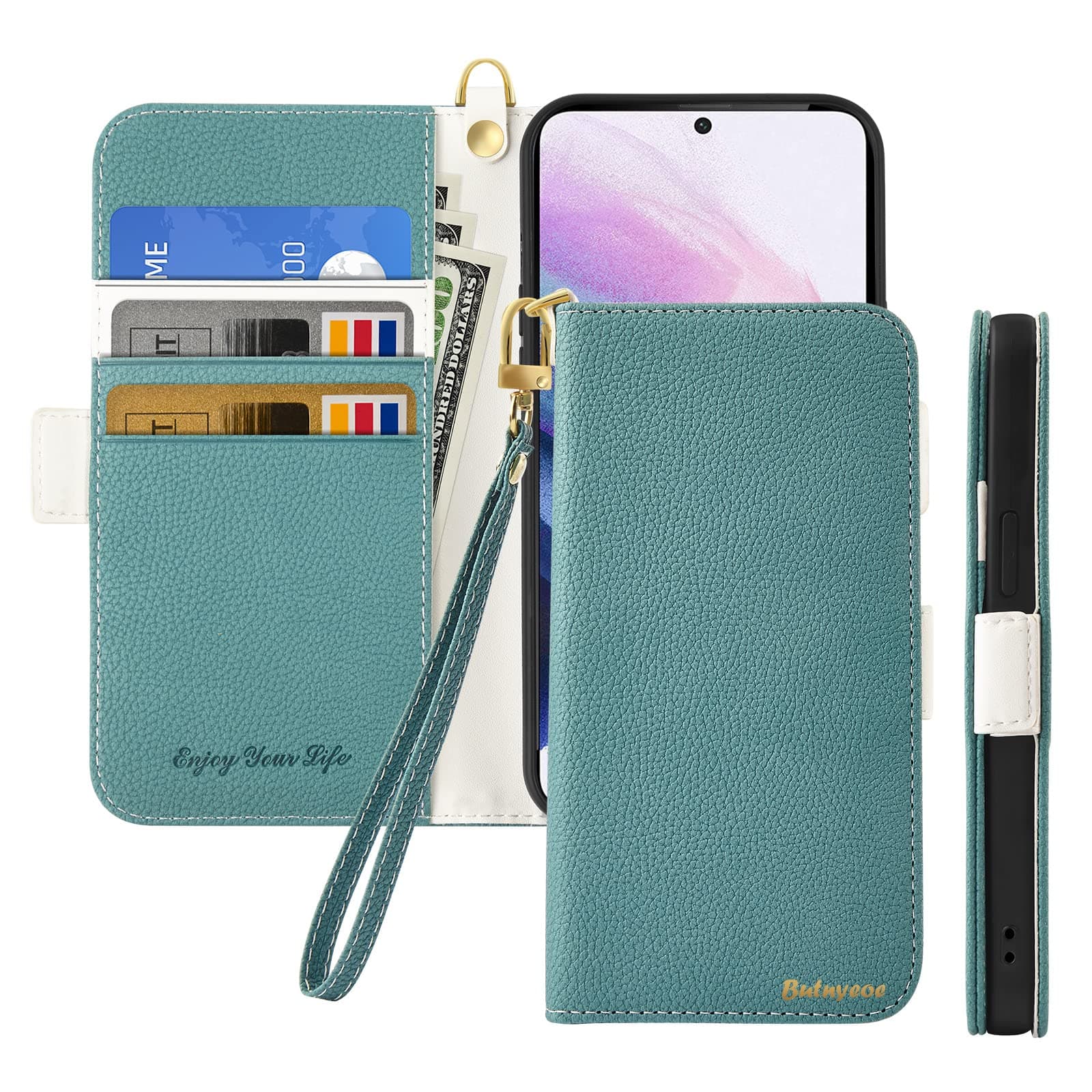 Butnyeoe Flip Wallet Case Compatible with Samsung Galaxy A55 5G,PU Leather/Shockproof TPU Phone Case with Card Holder Stand Magnetic Closure Protective Folio Cover,Green