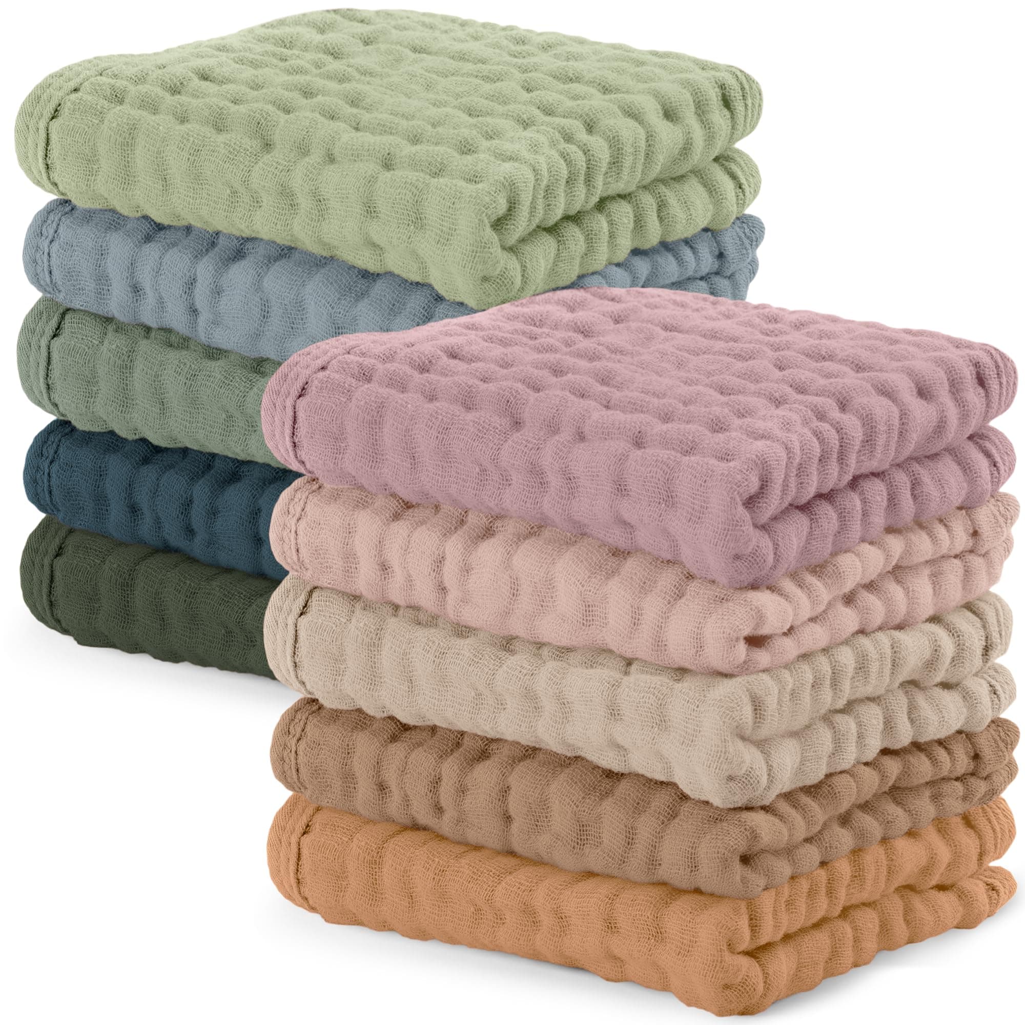 Comfy Cubs Muslin Baby Washcloths 10"x10" 6 Pk - Multicolor
