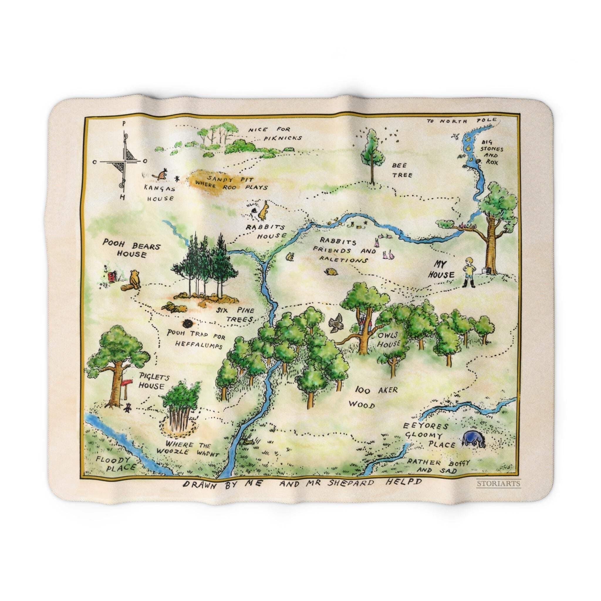 Winnie-The-Pooh Sherpa Fleece Book Blanket Cream 60" × 80"