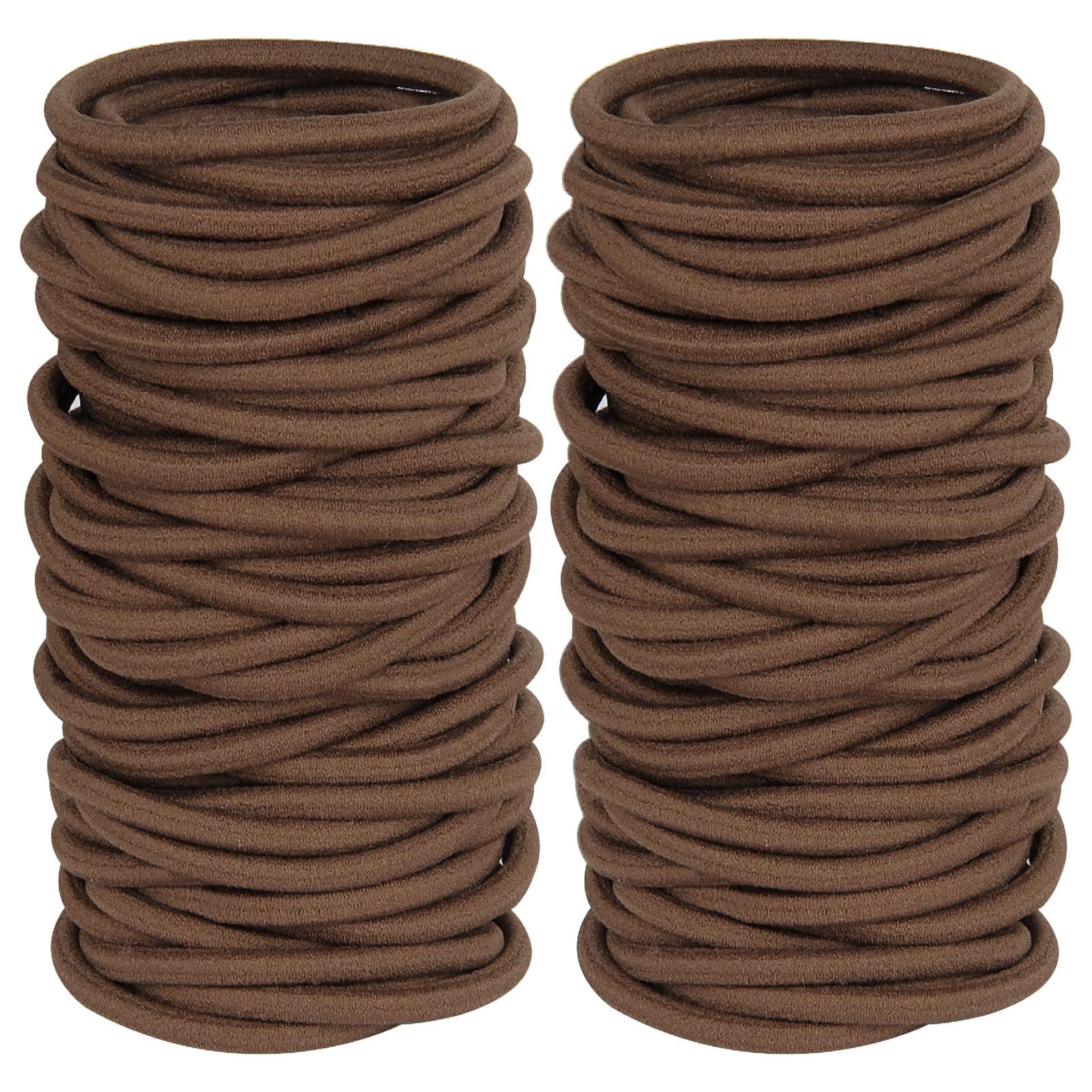 Hair Ties for Thick Hair, 120 Pack No Damage Elastic Hair Bands, Brown Seamless Ponytail Holders for Women Girls Kids, Strong Stretchy No Crease Hair Elastics for Daily Use (4mm)