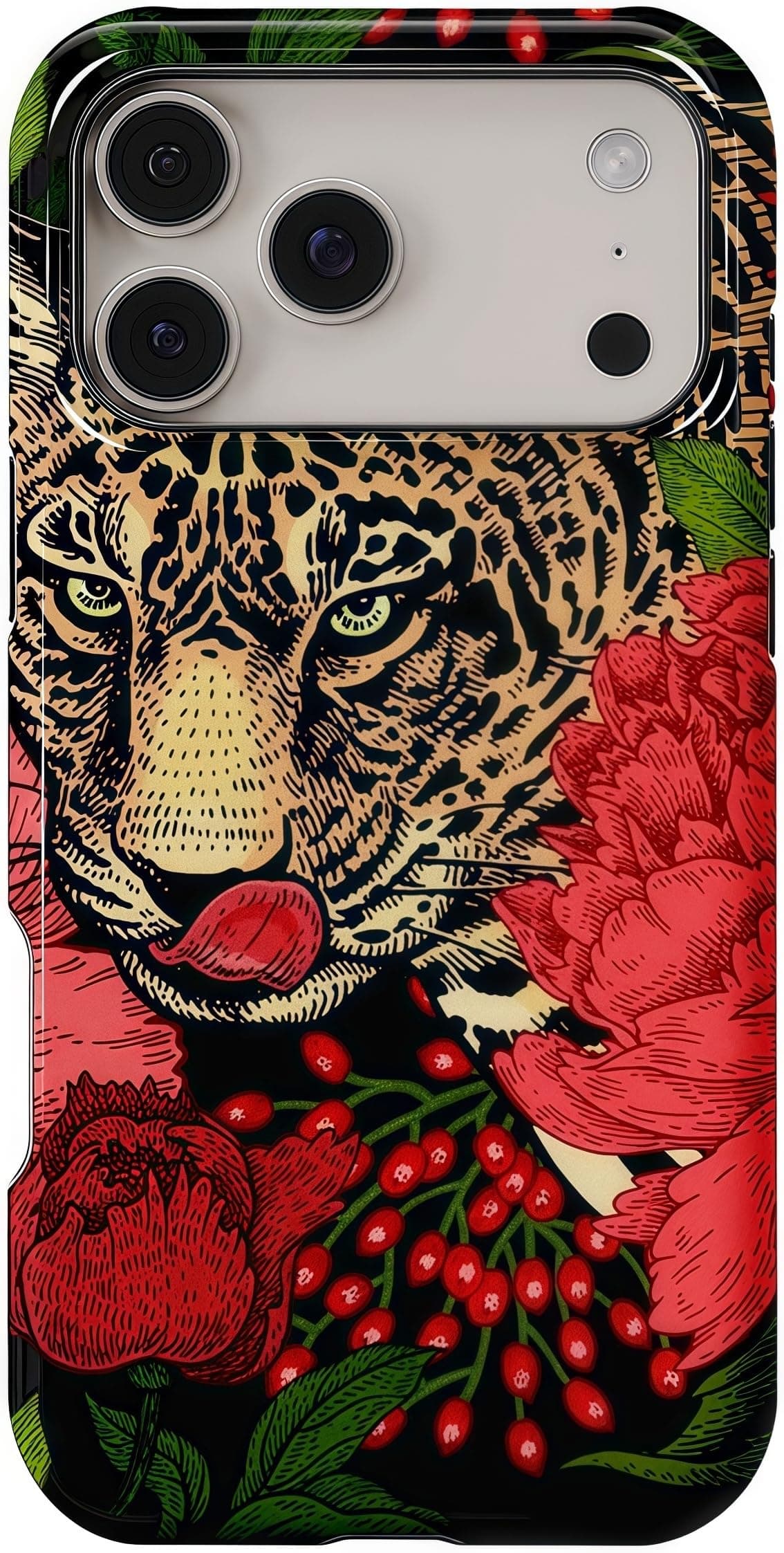 FXFOOT for iPhone 17 Air Case, Premium Dual-Layer Anti-Scratch Shockproof Protection Cover, Raised Camera & Screen Edges, Vivid HD Pattern Print, Jungle Peony Jaguar