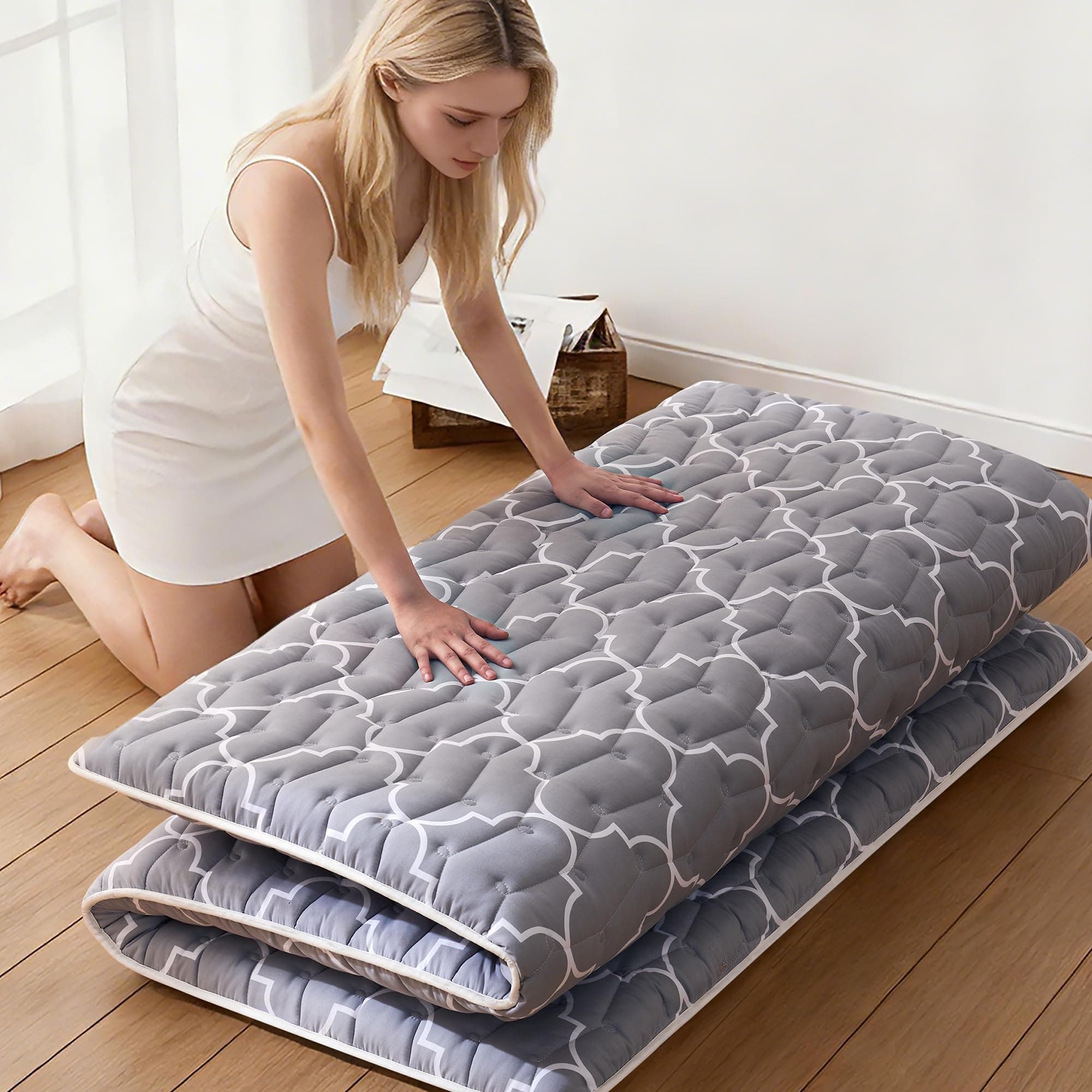 Vibe bear Premium Foam Japanese Futon Floor Mattress Queen Size 60"x 80",100% High Density Foam Comfortable Floor Mattress,3.2" Thicken Foldable Sleeping Pad,Dormitory Tatami Mat
