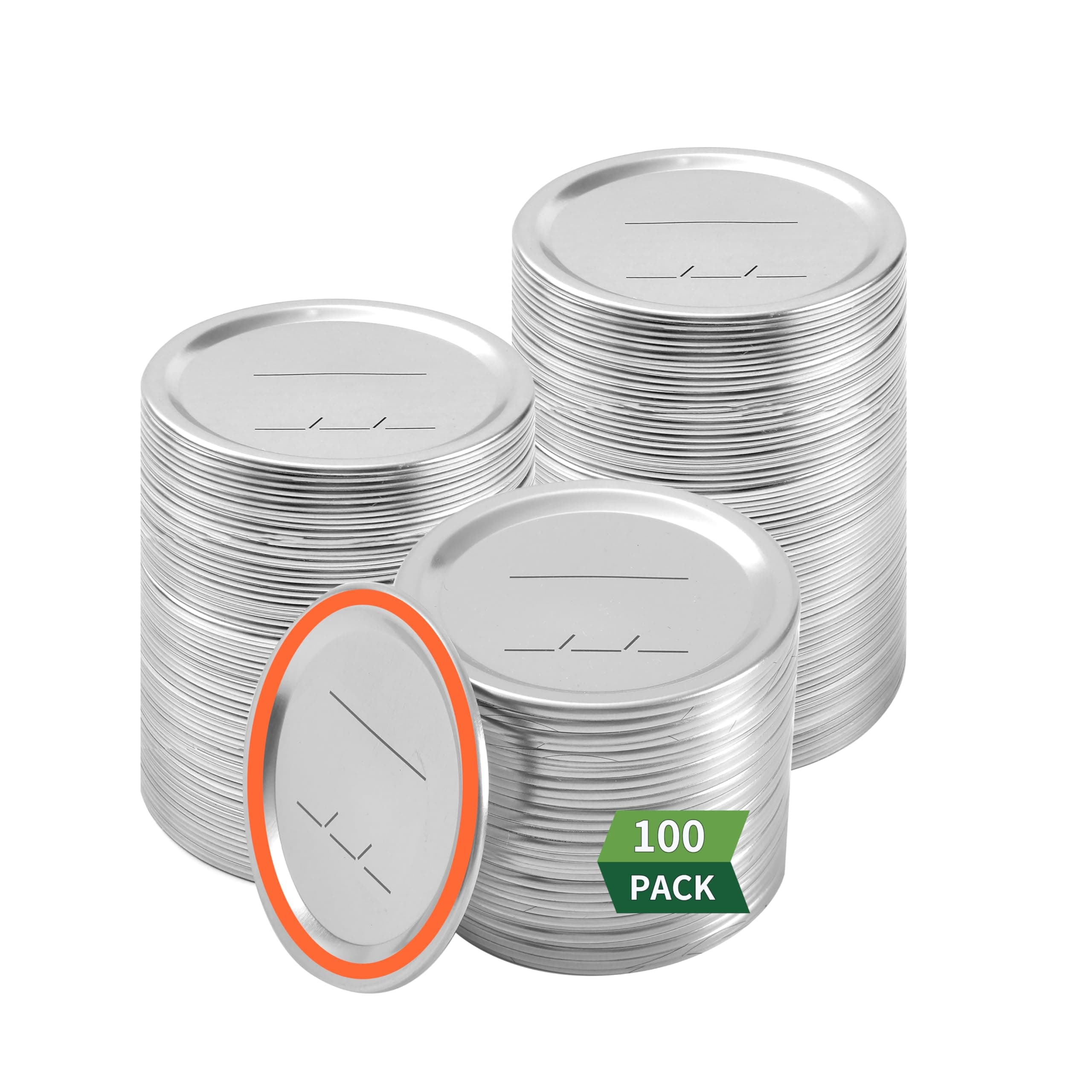 100 Count Canning Lids Regular Mouth, 86MM Mason Jar Lid Split-Type with Airtight Seal and Leak proof Canning Lids for Ball, Kerr Mason Jars, Food Grade Material with Silicone Rings for Mason Jars