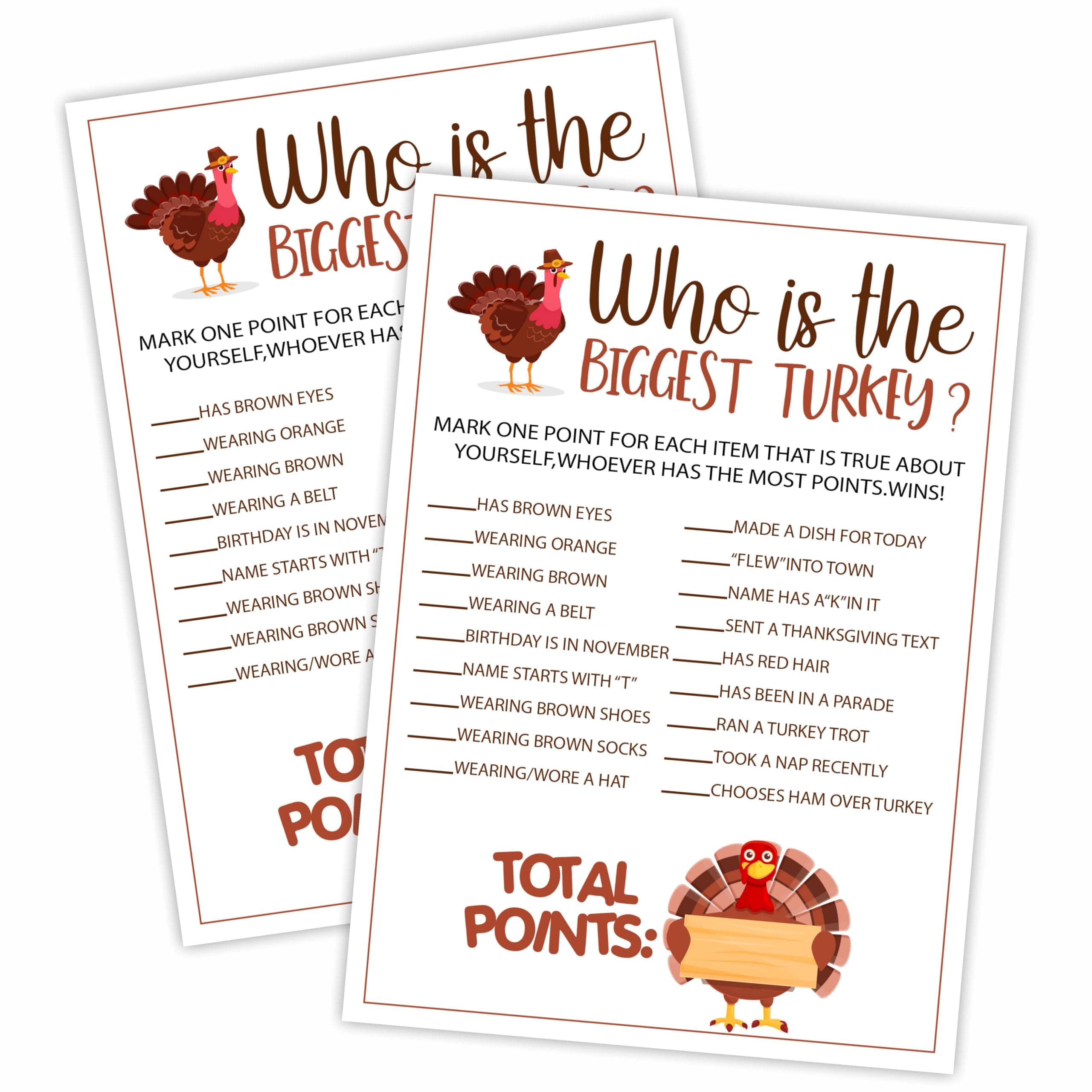 Thanksgiving Party Icebreaker Card - Who Is The Biggest Turkey -A Set of 20 Game Cards, Thanksgiving Dinner Game For Teens & Adults, Friendsgiving, Harvest, Holiday, Party Favor And Supplies - A04