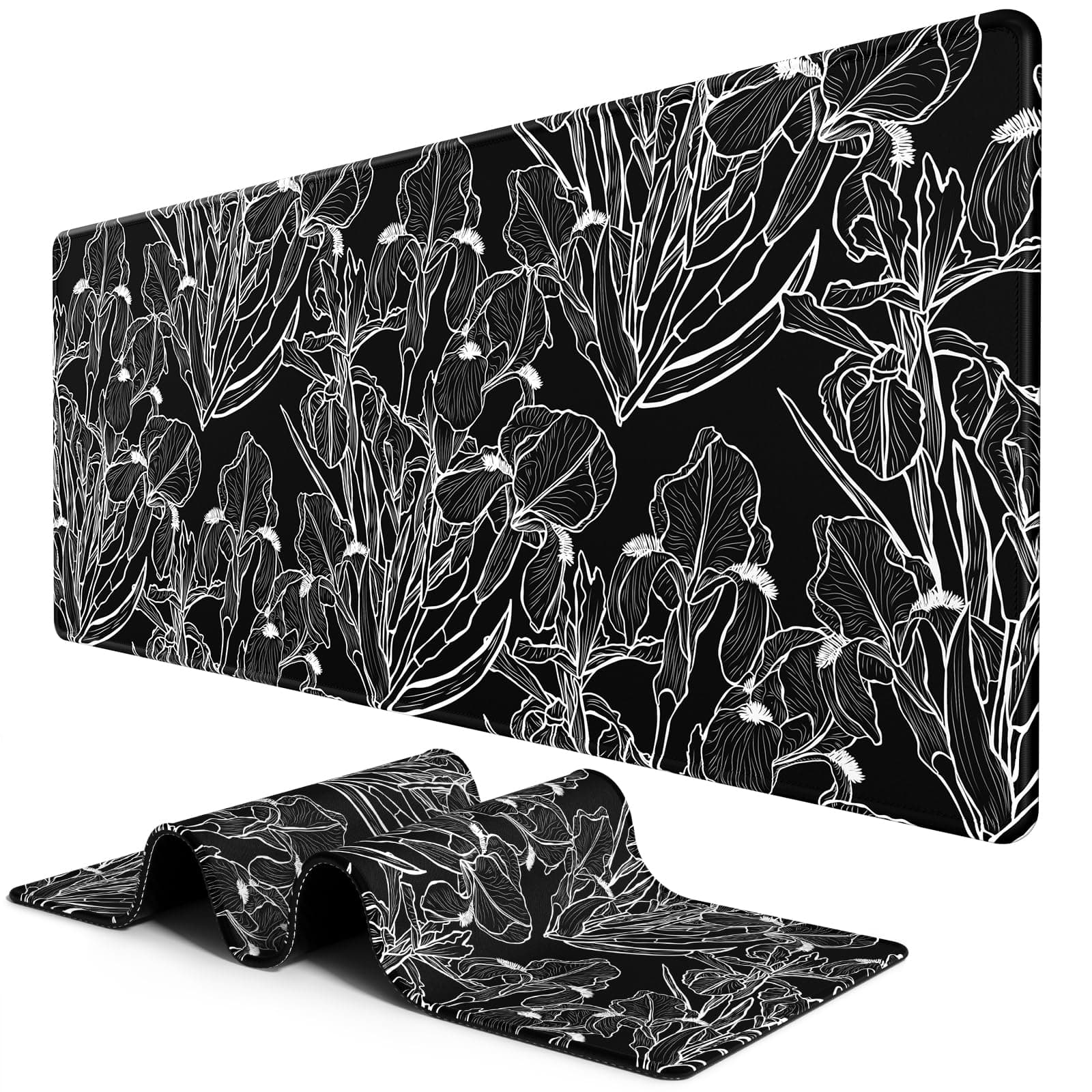 BOSOBO Large Mouse Pad, Desk Pad, XXL XL Extended Gaming Mouse Pad, Desk Mat for Office & Home, Long Keyboard Mat, Huge Mouse Pad, Desktop Full Cover 90 x 40 cm, Art Impressionist Flowers