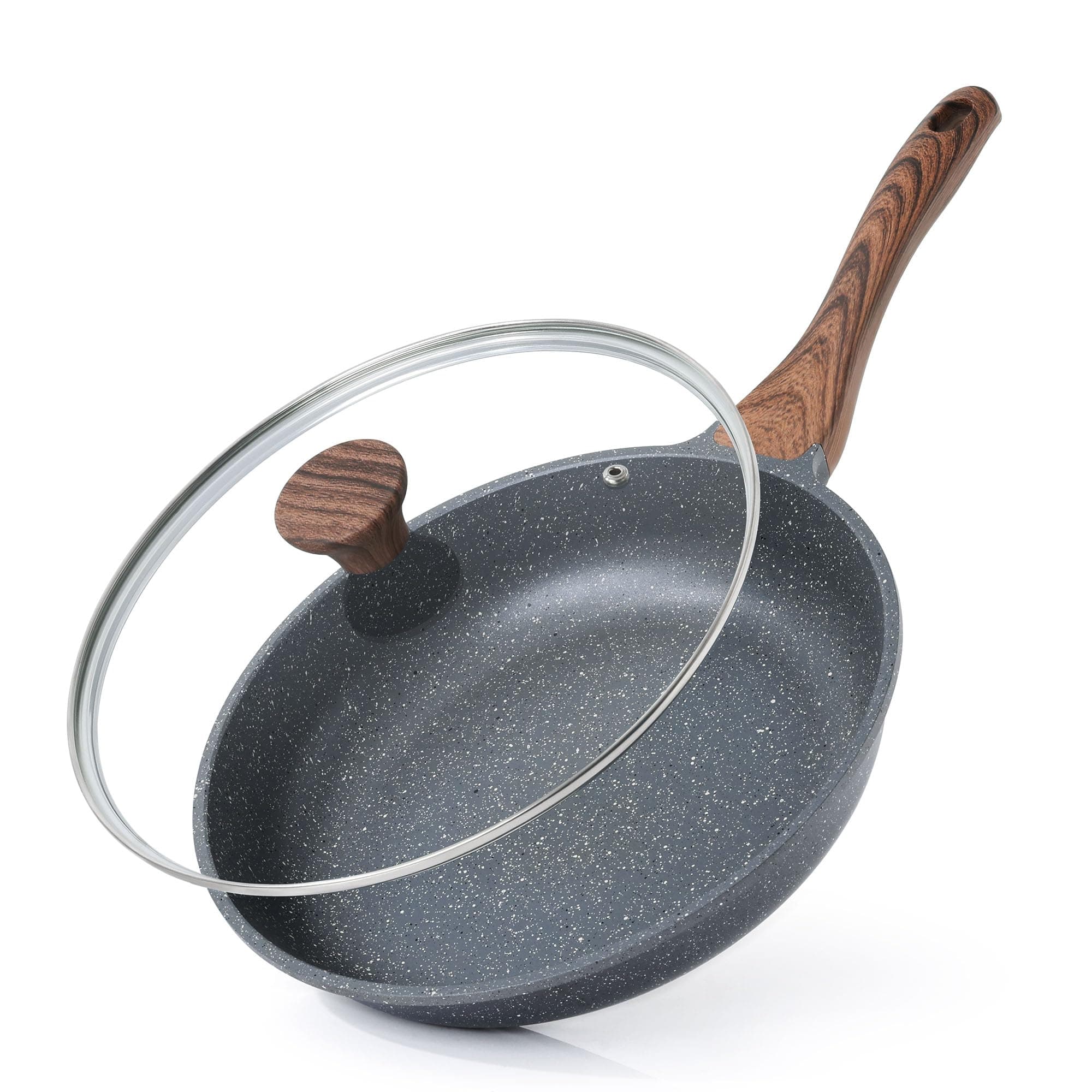 SENSARTE Nonstick Frying Pan Skillet with Lid, Omelet Pan with Cover, Healthy Cooking Chef's Pan, Kitchen Non Stick Pan, Free of Intentionally Added PFOA (10inch + Glass Lid)