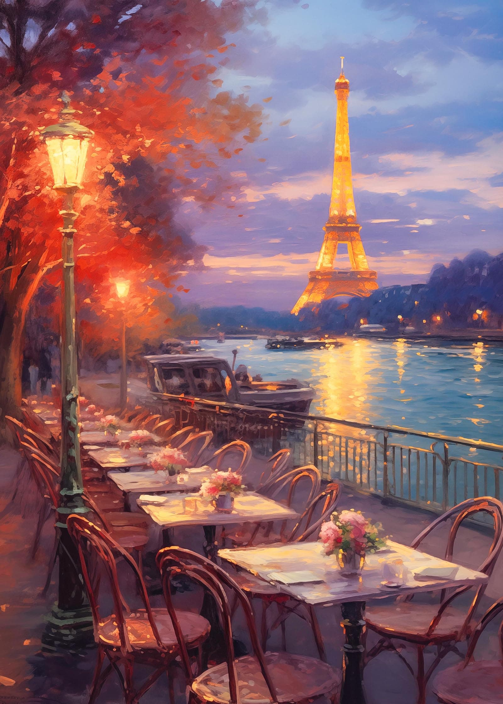 MBOQIU 1000 Piece Puzzle for Adults - Paris Riverside Puzzles for Adults 1000 Pieces, Letters on Back, Paris Night View Jigsaw Puzzle, Challenging Puzzles for Teens Seniors - 27.6 x 19.7 inches