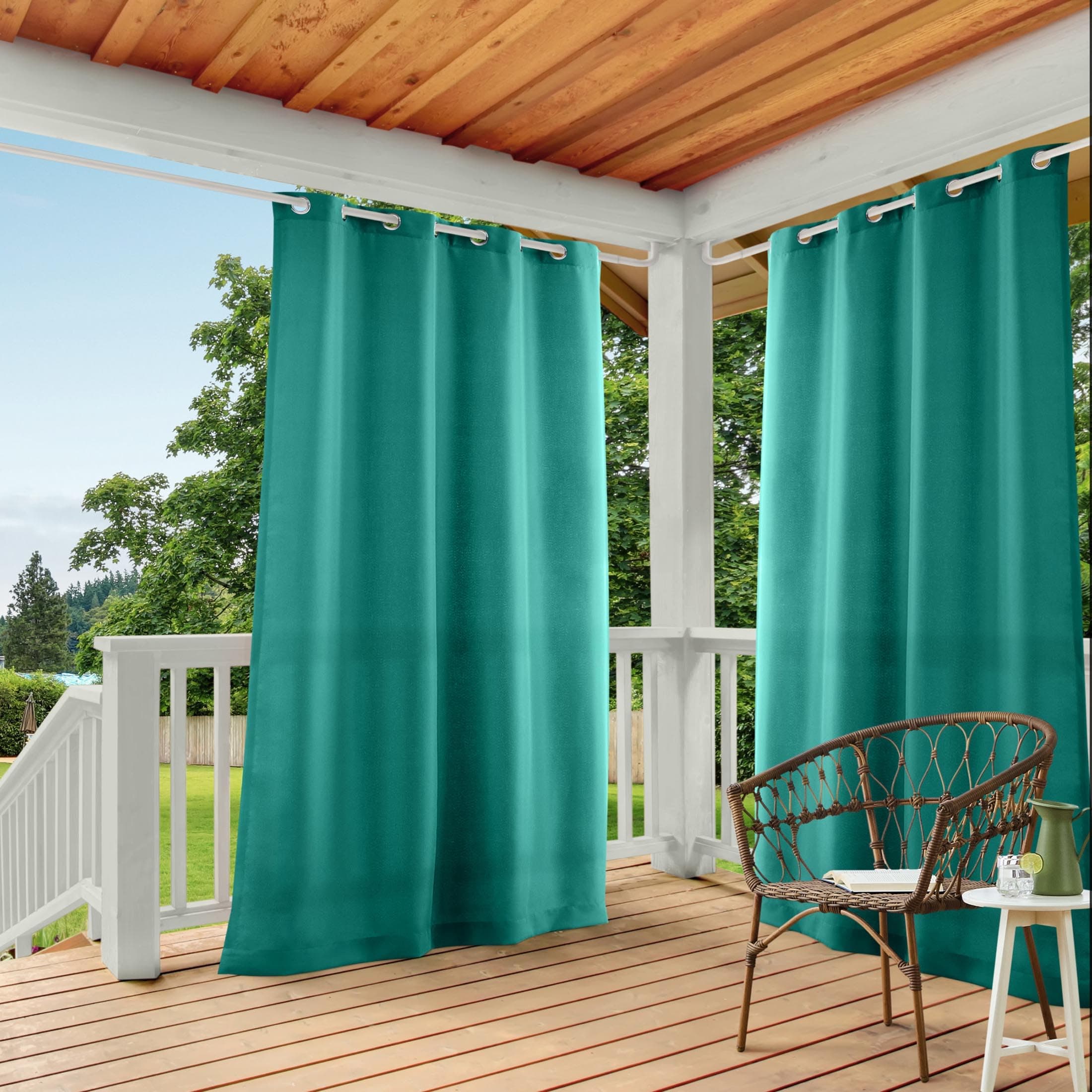 Exclusive Home Curtains In/Out Solid Grommet Top Panel Pair, Teal, 54x108, 2 Piece