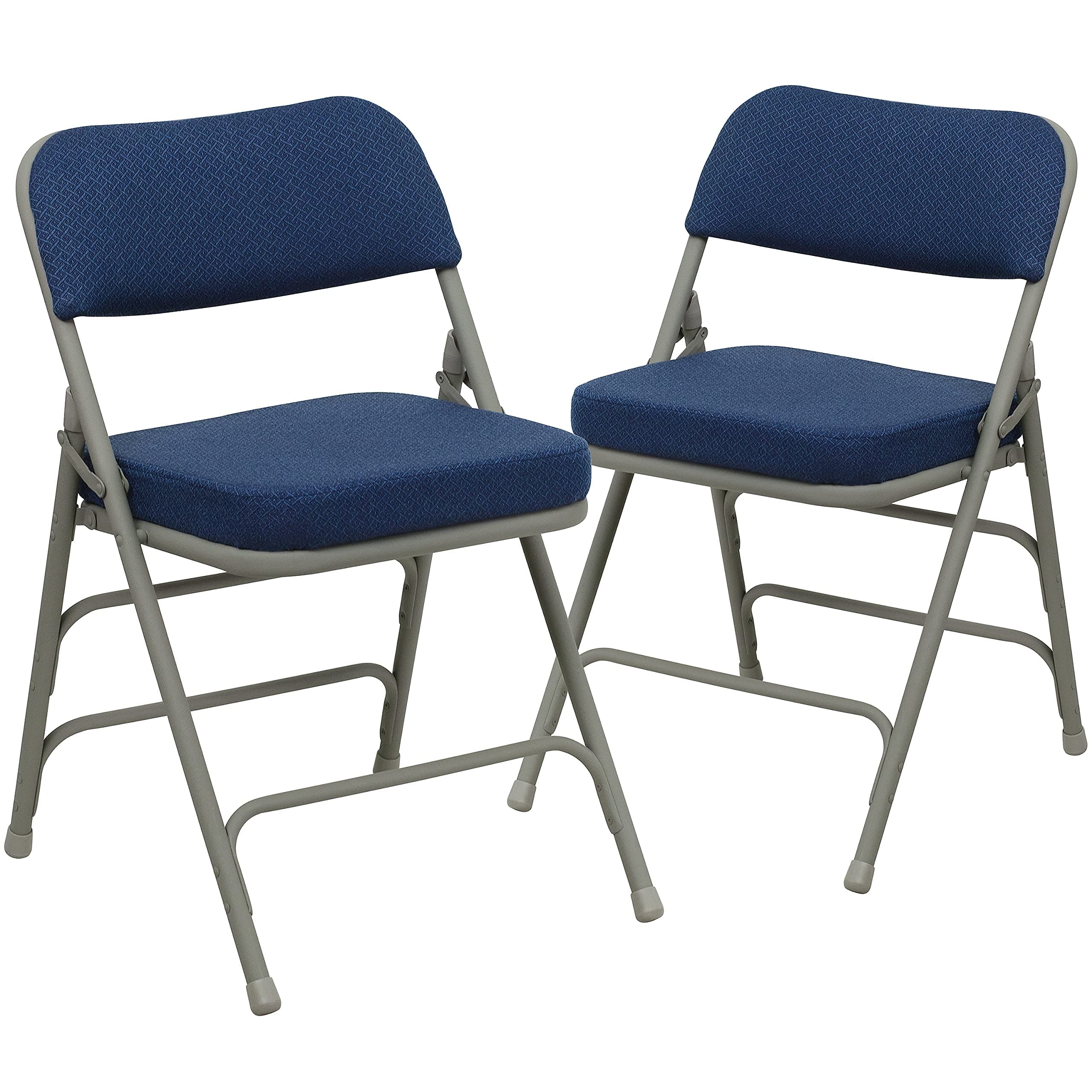 Flash Furniture 2 Pk. HERCULES Series Premium Curved Triple Braced & Double Hinged Navy Fabric Metal Folding Chair