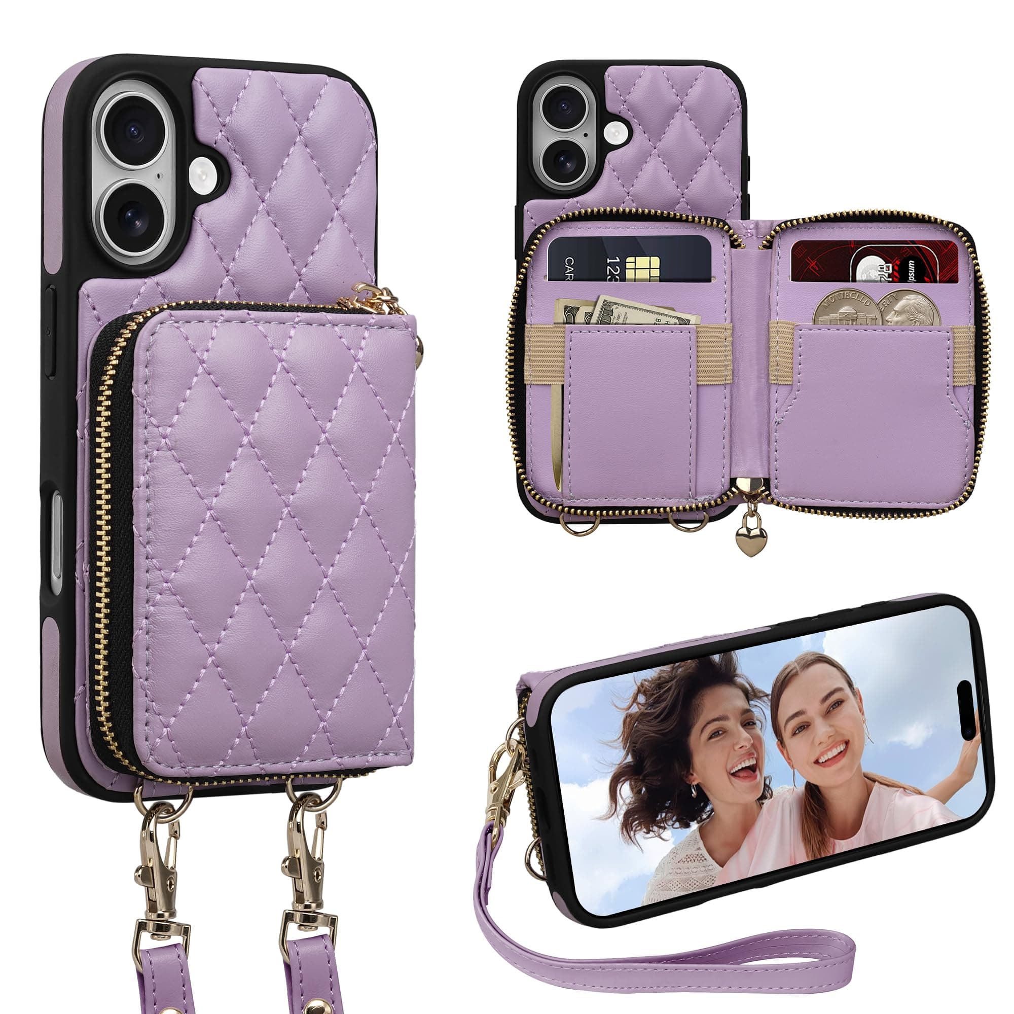 Keallce for Phone 6.3'' Wallet Case, RFID Blocking Card Holders, Flip Leather Case for Phone, Purple