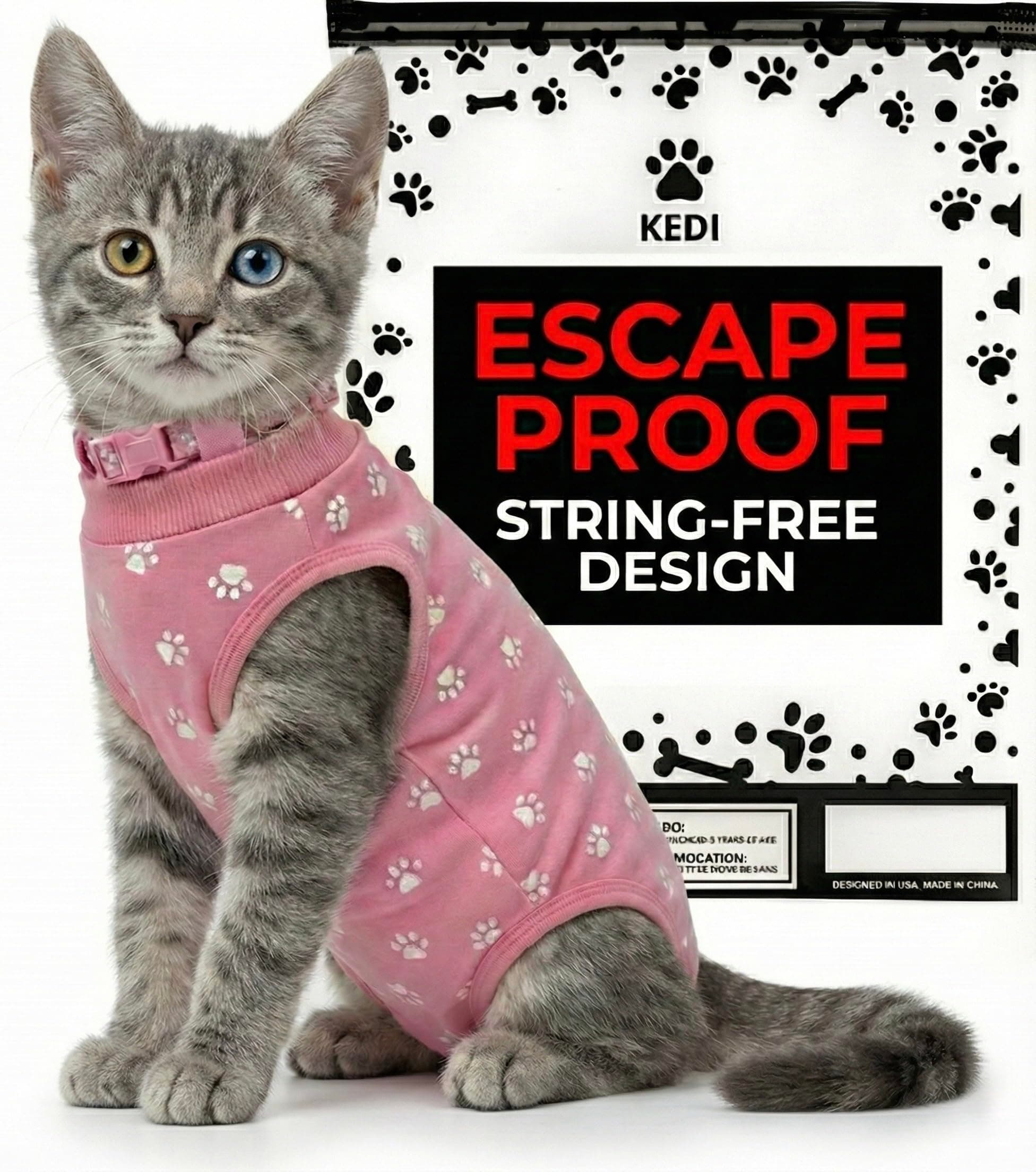 Kitten Recovery Suit Female After Spay, Onesie Alternative, Pink Small