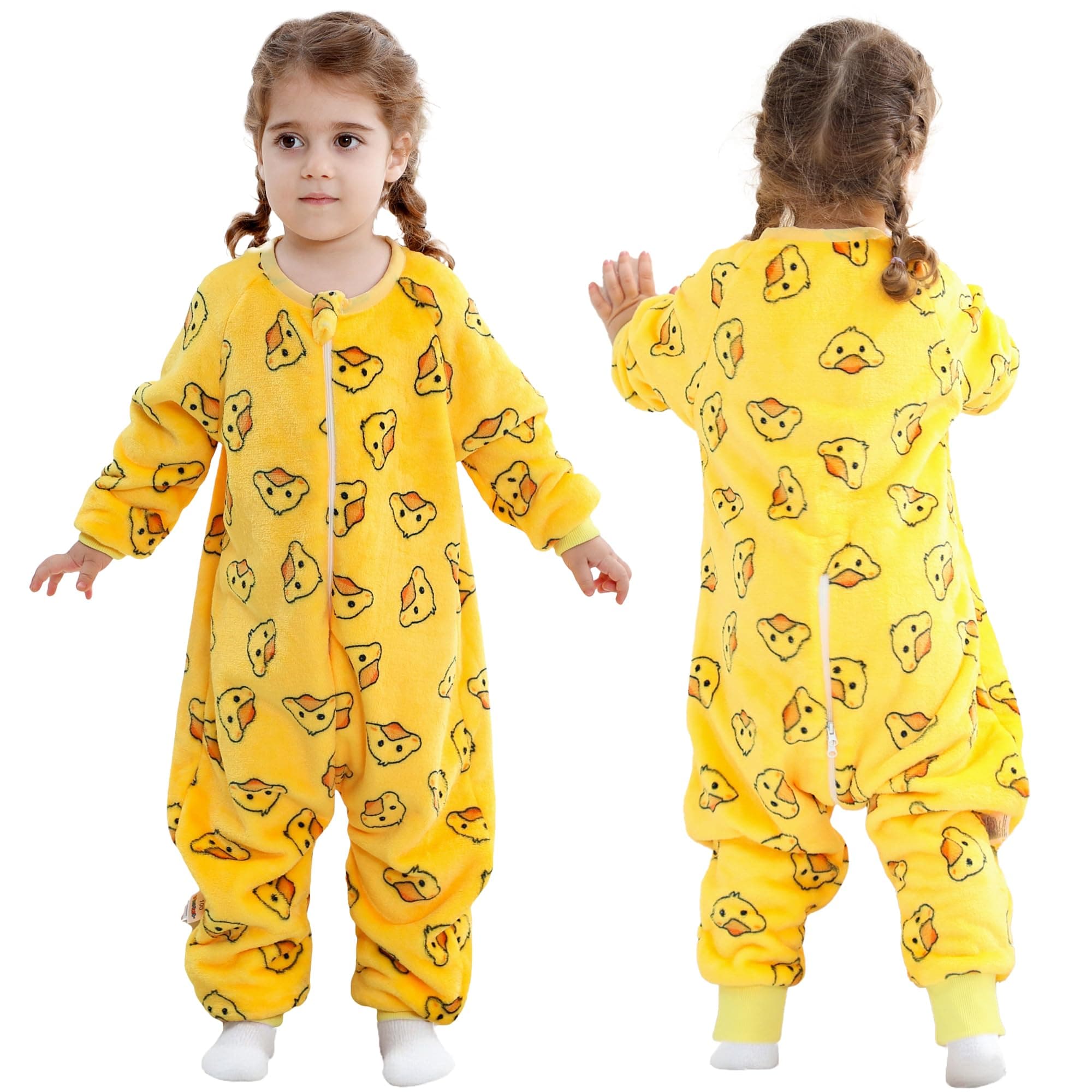 MICHLEY Toddler Flannel Sleeping Sack with Feet,Long Sleeve Baby Sleeping Bag 3-Way Zipper Super Warm Wearable Blankets for Girls & Boys 4-5T