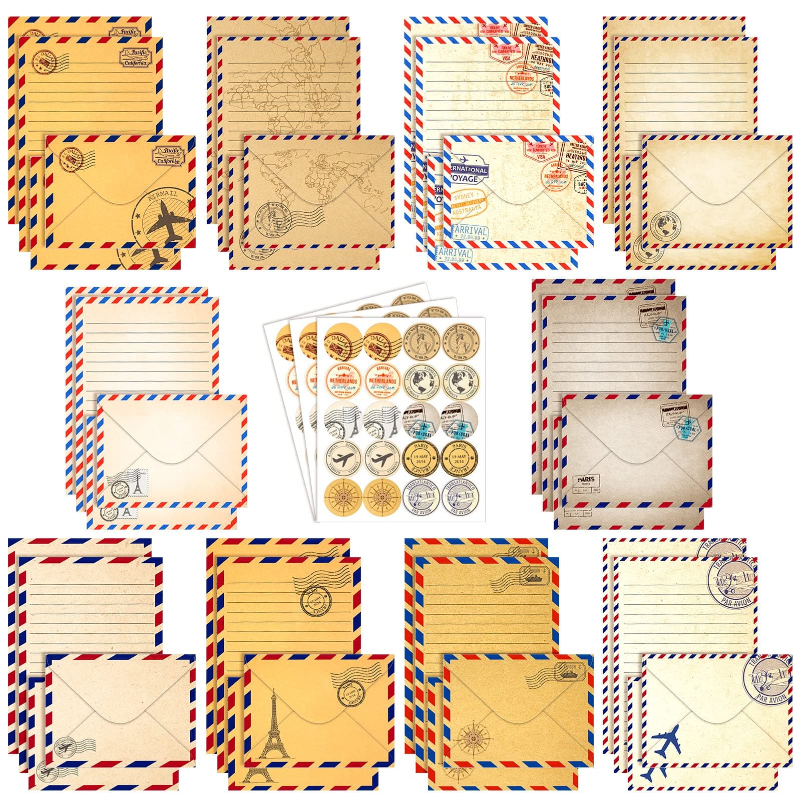 TaoBary 160 Pcs Vintage Airmail Stationery Paper and Envelopes Set