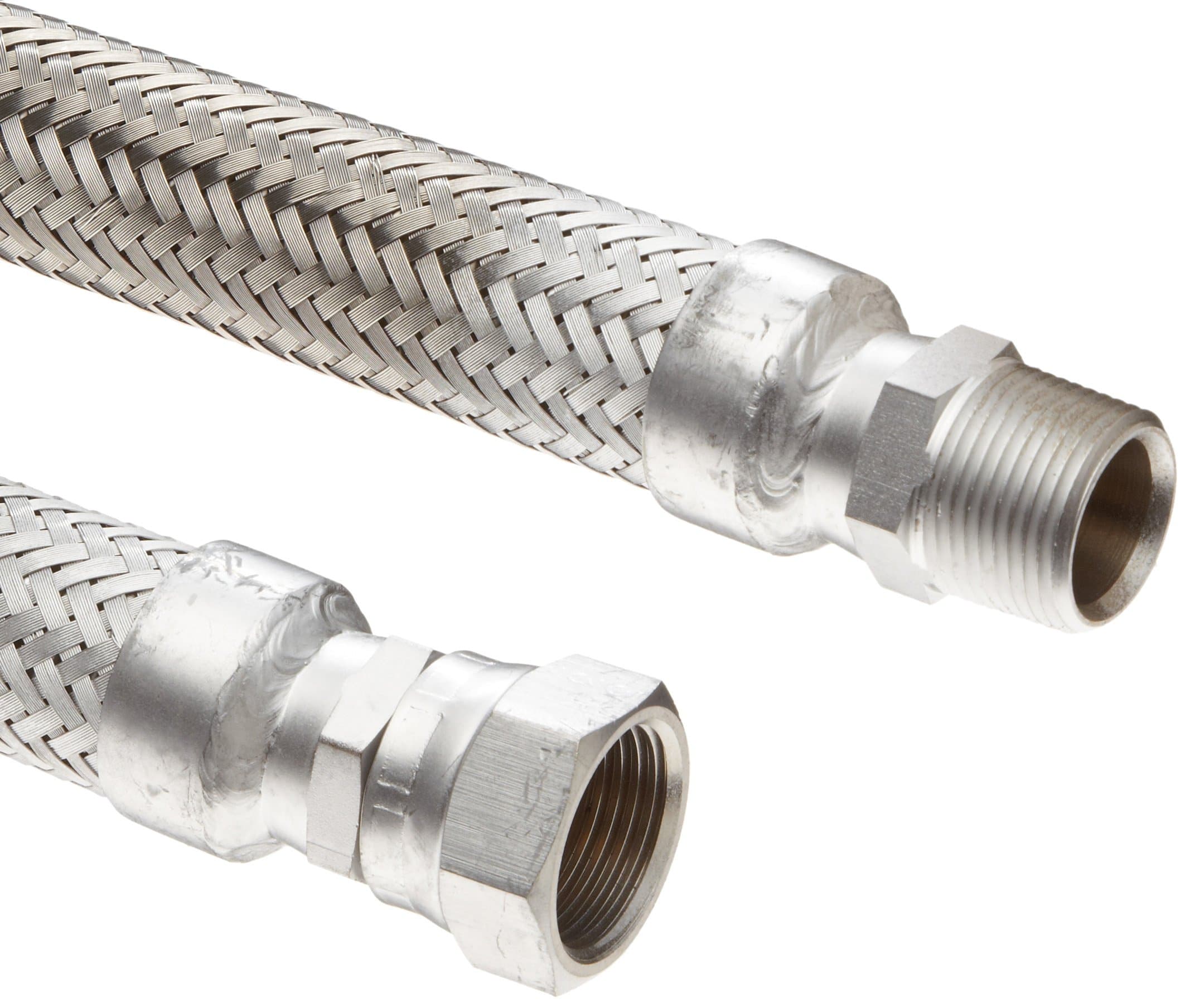 Hose Master Annuflex Stainless Steel 321 Flexible Hose Assembly, 3/8" Stainless Steel 304 Hex NPT Male X Female JIC Swivel Connection, 1558 Psi Maximum Pressure, 18" Length, 3/8" ID