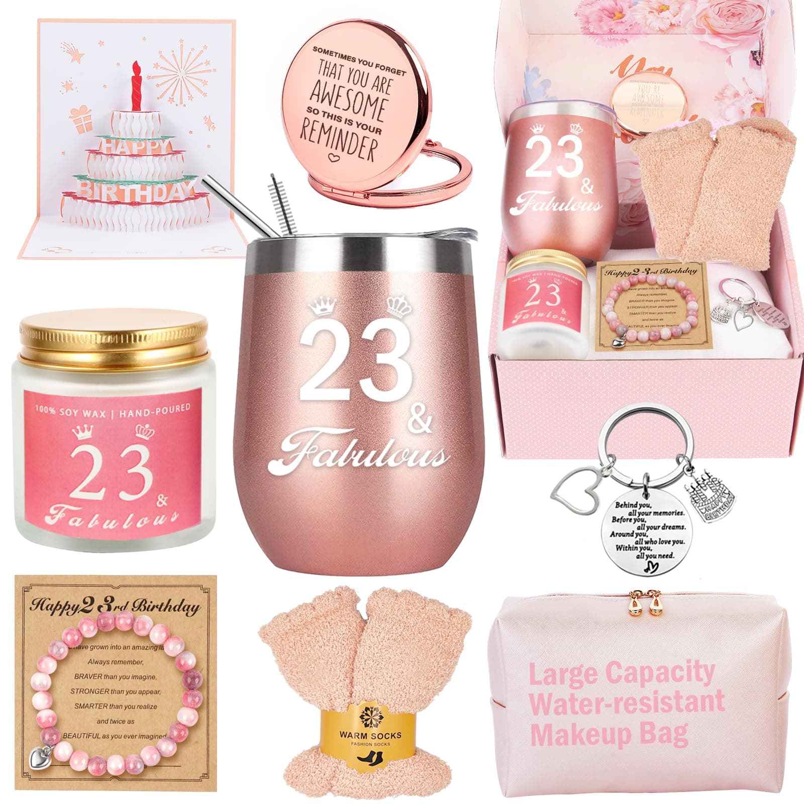 23rd Birthday Gifts for Girls, 23 Year Old Girl Birthday Gifts, Happy 23rd Birthday Basket Gifts Box for Best Friends Female Daughter Sister Her Girlfriend Coworker Bestie Women Birthday Unique