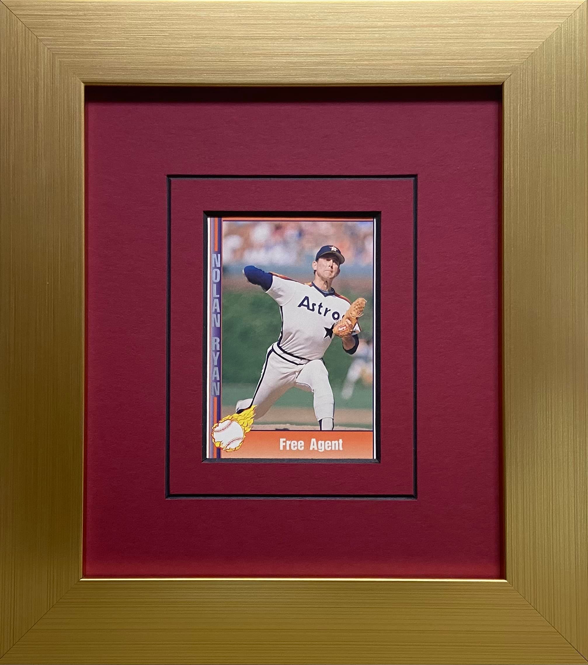 Trading Card Frame for 1 Standard Trading Card Gold Frame with Matting and Card Mount (Red Black Trim Mat - Gold Frame)