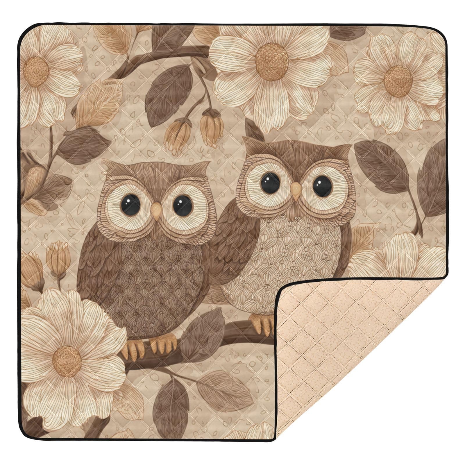 Nesatuwa Cute Owls Baby Play Mat,Portable Foldable Crawling Mat Thicken Soft Non-Slip Waterproof Washable Baby Mat 50 x 50 Inch