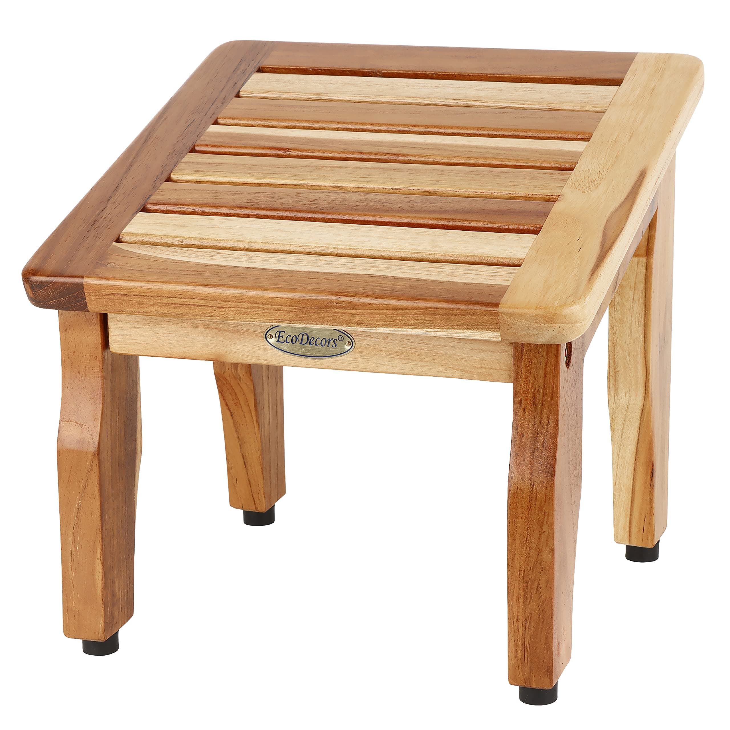 EcoDecors Teak Shaving Stool – 12" x102x12 Compact Shower Step Small Teak Foot Stool for Shaving Legs | Water-Resistant | Non-Slip Bathroom Step for Women