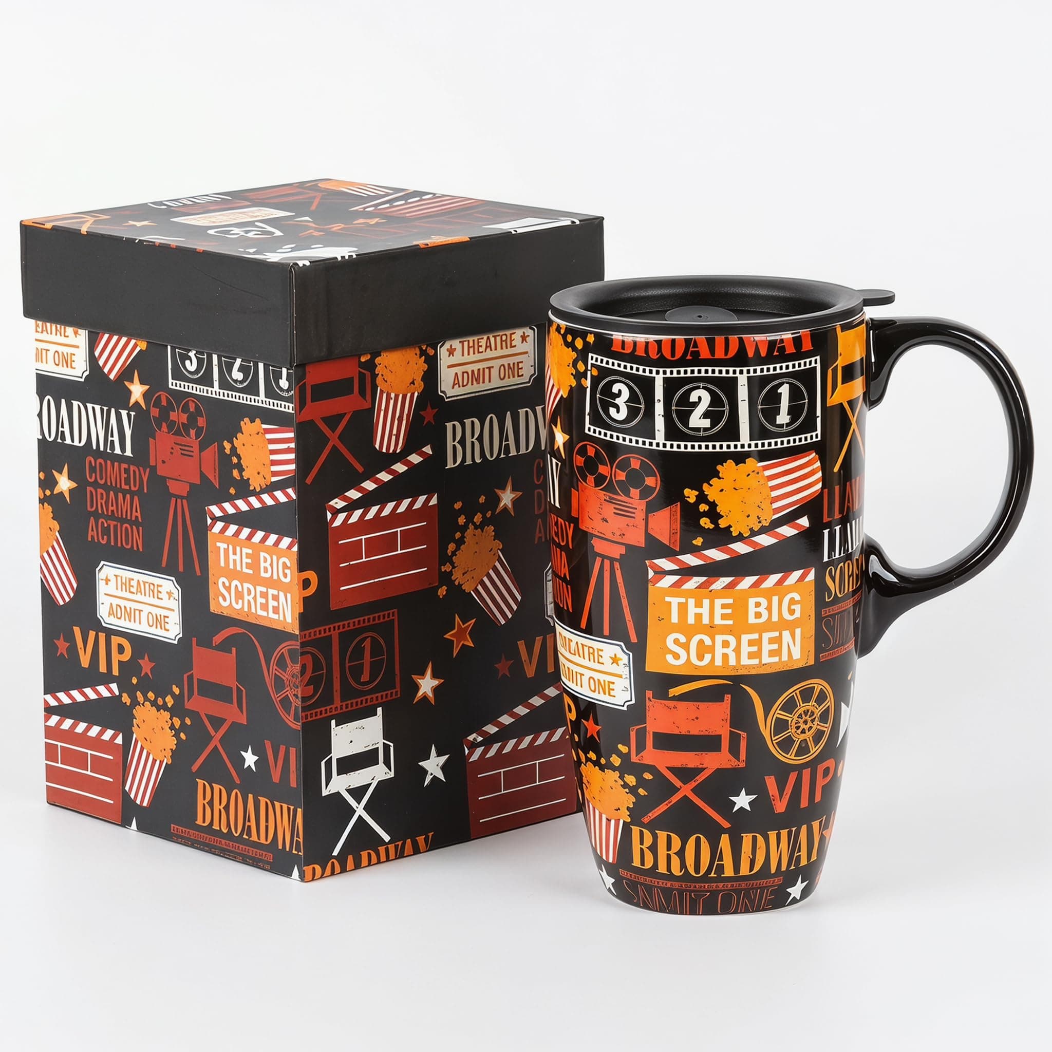 Topadorn Movie Broadway Ceramic Travel Mug for Office & Commute