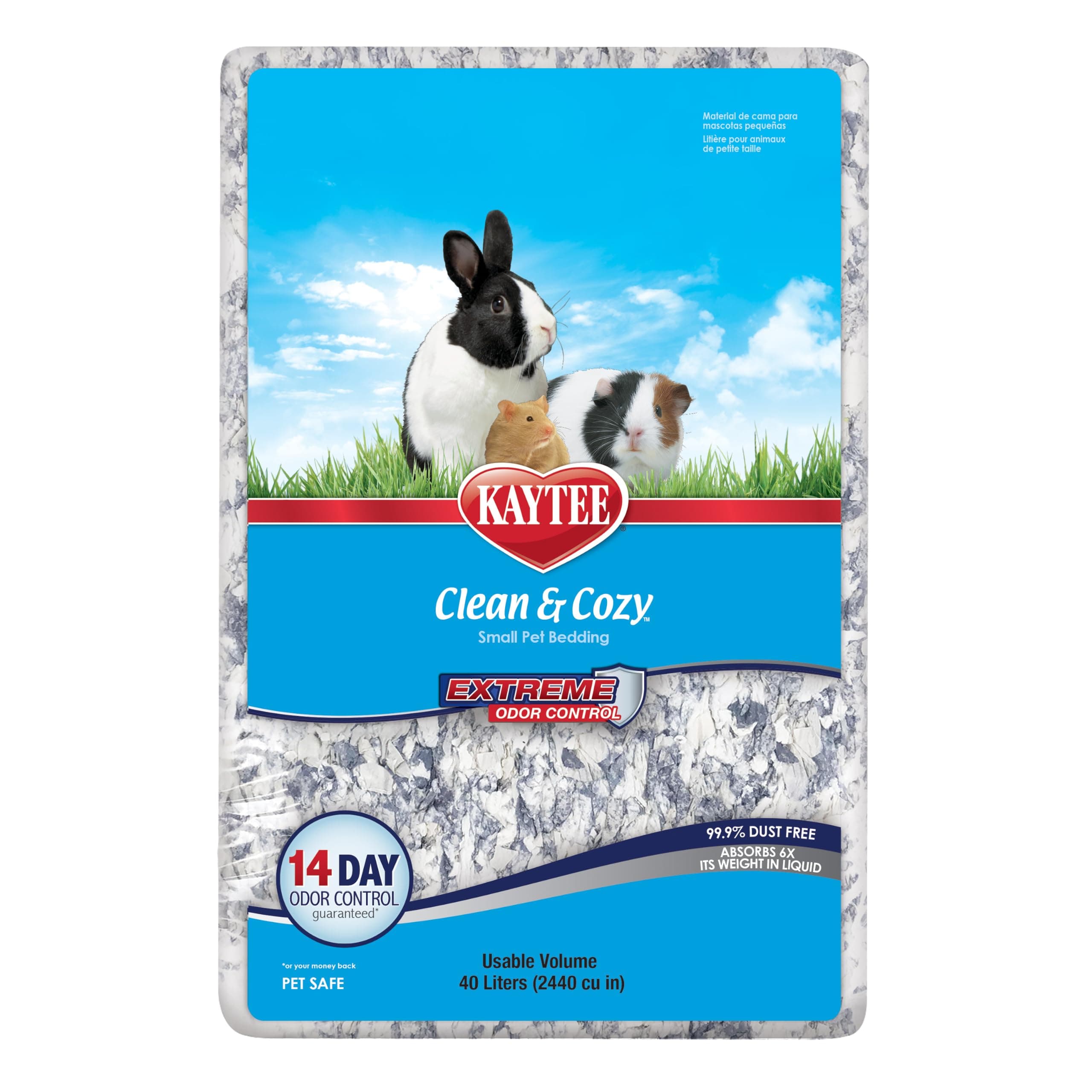 Kaytee Extreme Odor Control Bedding for Pet Guinea Pigs, Rabbits, Hamsters, Gerbils, and Chinchillas, 40 Liter