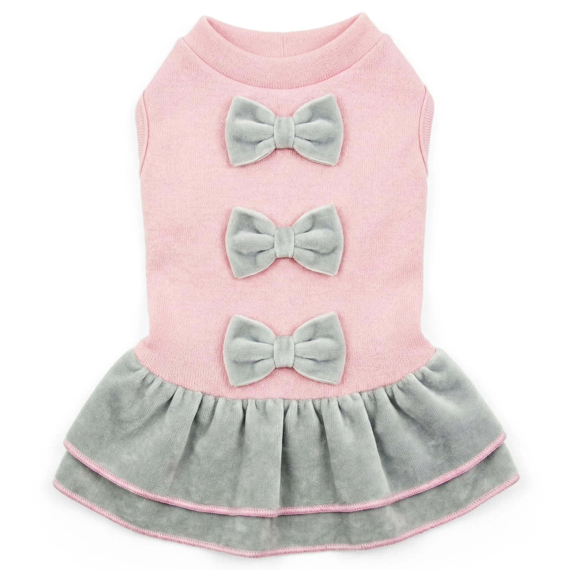 Parisian Pet Pink Dog Dress - Elegant Clothes for Large Dogs Girl - Stylish Dog Wedding Outfit - Lightweight and Breathable Puppy Clothes - Formal Pet Apparel - Winter Bow Sweater Dresses for Dogs
