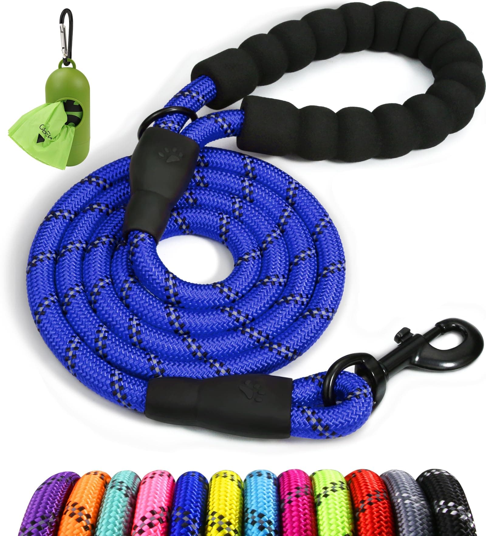 Taglory Rope Dog Leash for Medium Large Dogs, 5 FT Padded Handle, Navyblue