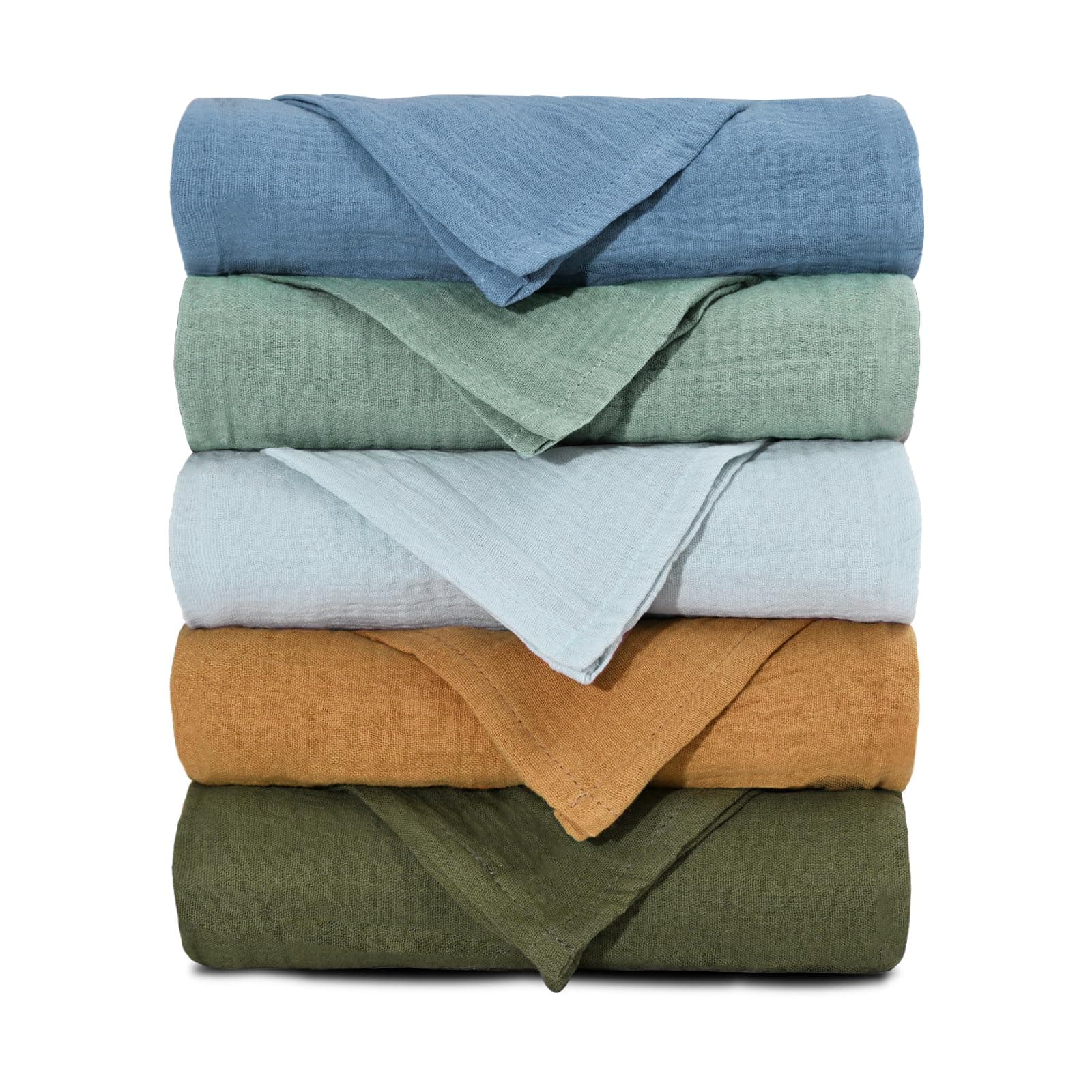 Muslin Receiving Blankets, Neutral Blanket Swaddling for Newborn Boys and Girls, 5 Pack Breathable and Skin-Friendly Swaddle Wrap for Infant Baby (10)