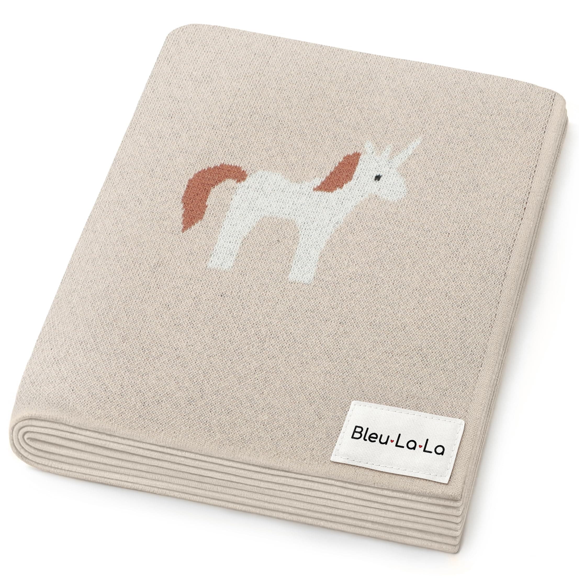 Bleu La La Whimsy Collection - 100% Luxury Cotton, Soft, Cozy, Lightweight, Receiving Blanket for Newborns & Infant Baby Boys & Girls (32 - Unicorn - Taupe)