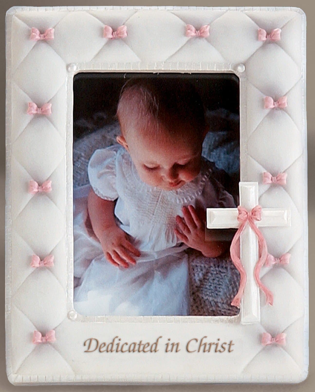 Resin-stone Pink/Blue Baptism Photo Frame - Perfect Baptism Gift
