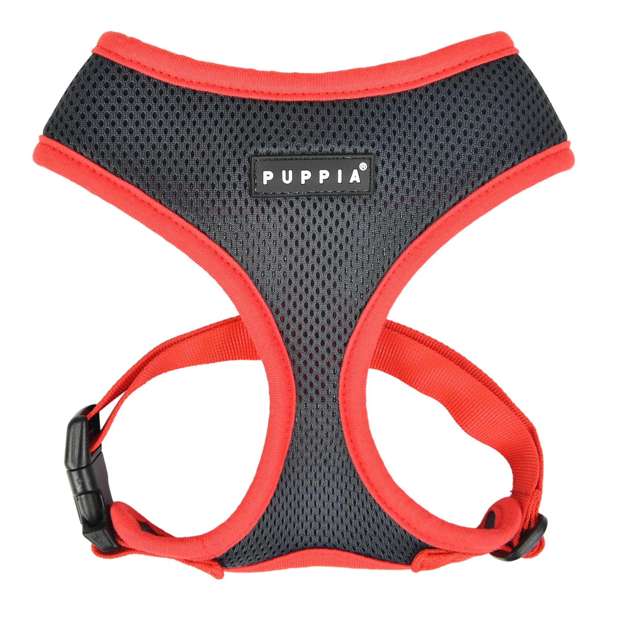 Puppia Soft Dog Harness II Mesh Over-The-Head All Season No Pull No Choke Walking Training Adjustable for Small & Medium Dog - Grey - M