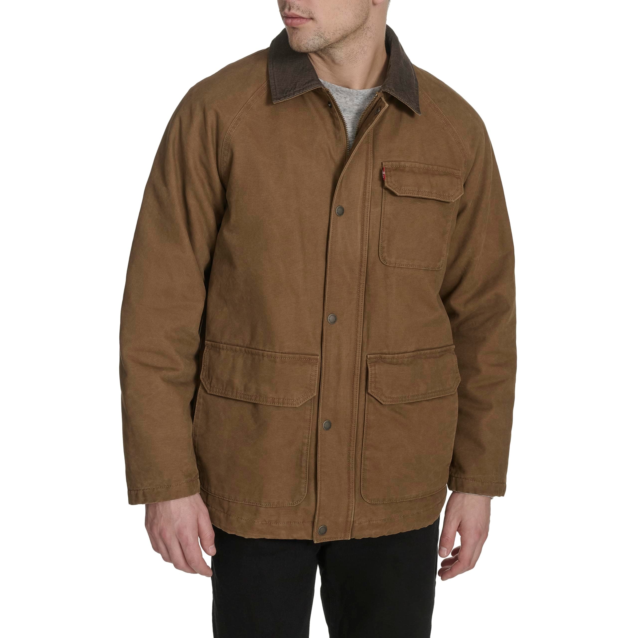 Levi's Men's Cotton Barn Jacket with Corduroy Collar, Brown Canvas, Medium