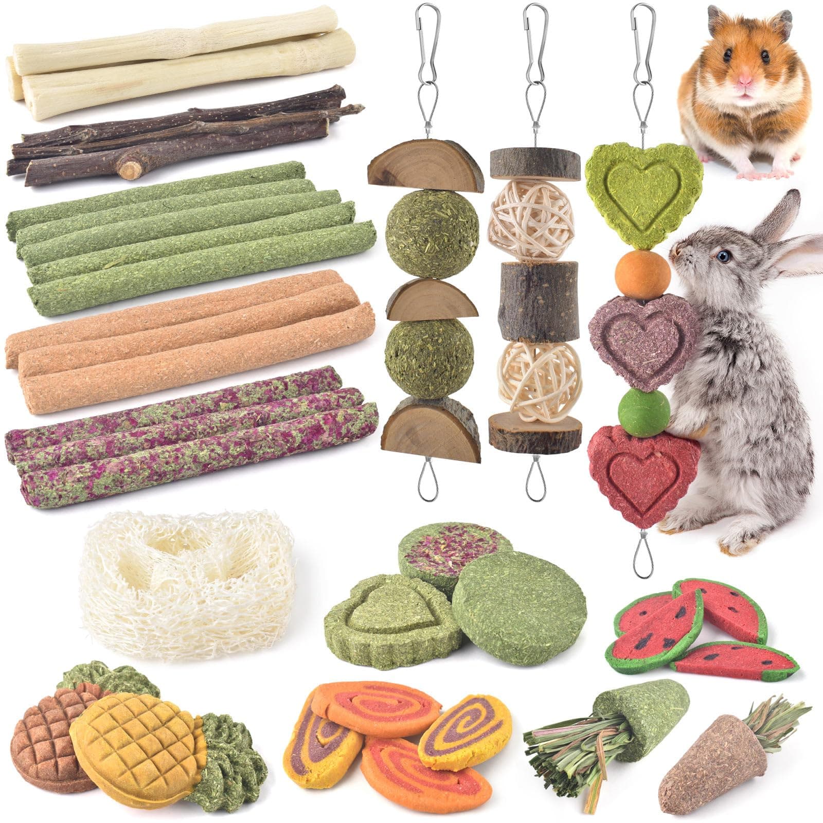 KATUMO Rabbit Chew Toys, Bunny Treats Chew Toys for Small Animals