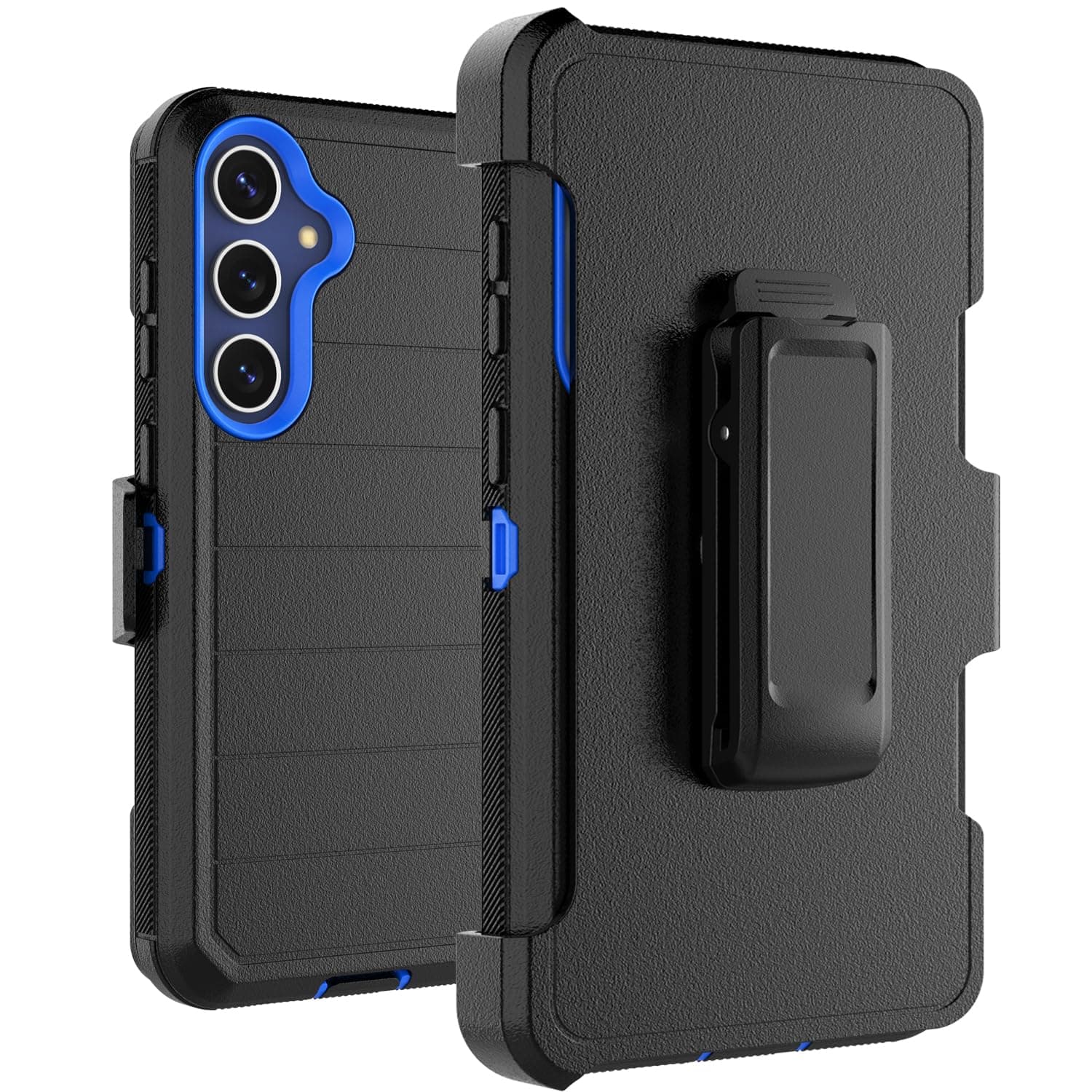 Takfox for Samsung S25 FE 5G Belt Clip Holster Phone Case [Built-in Screen Protector]-Black Blue