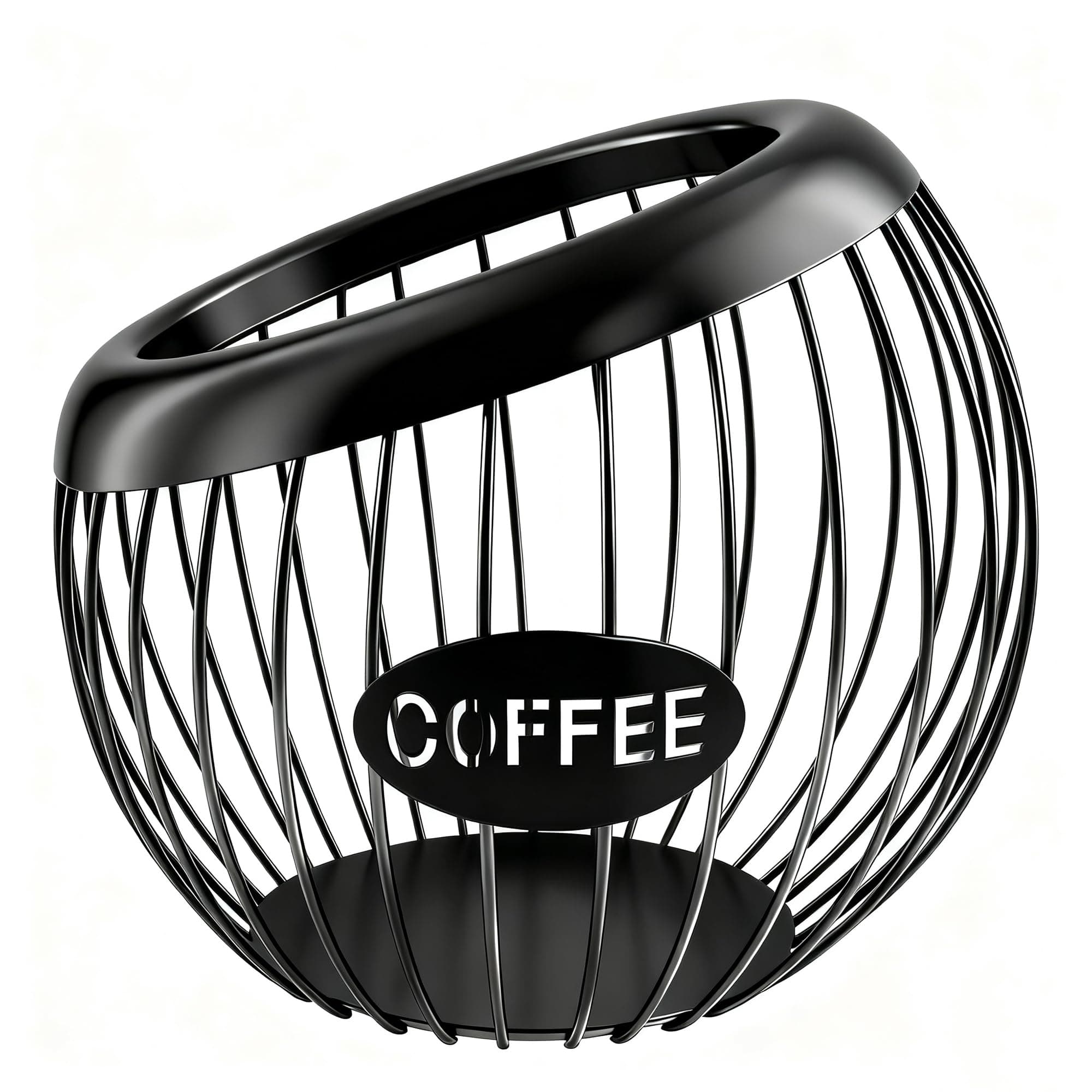 JBESUHI Large Capacity Metal Coffee Pod Holder - Espresso Storage Basket for Counter & Bar Station Accessories (Black)