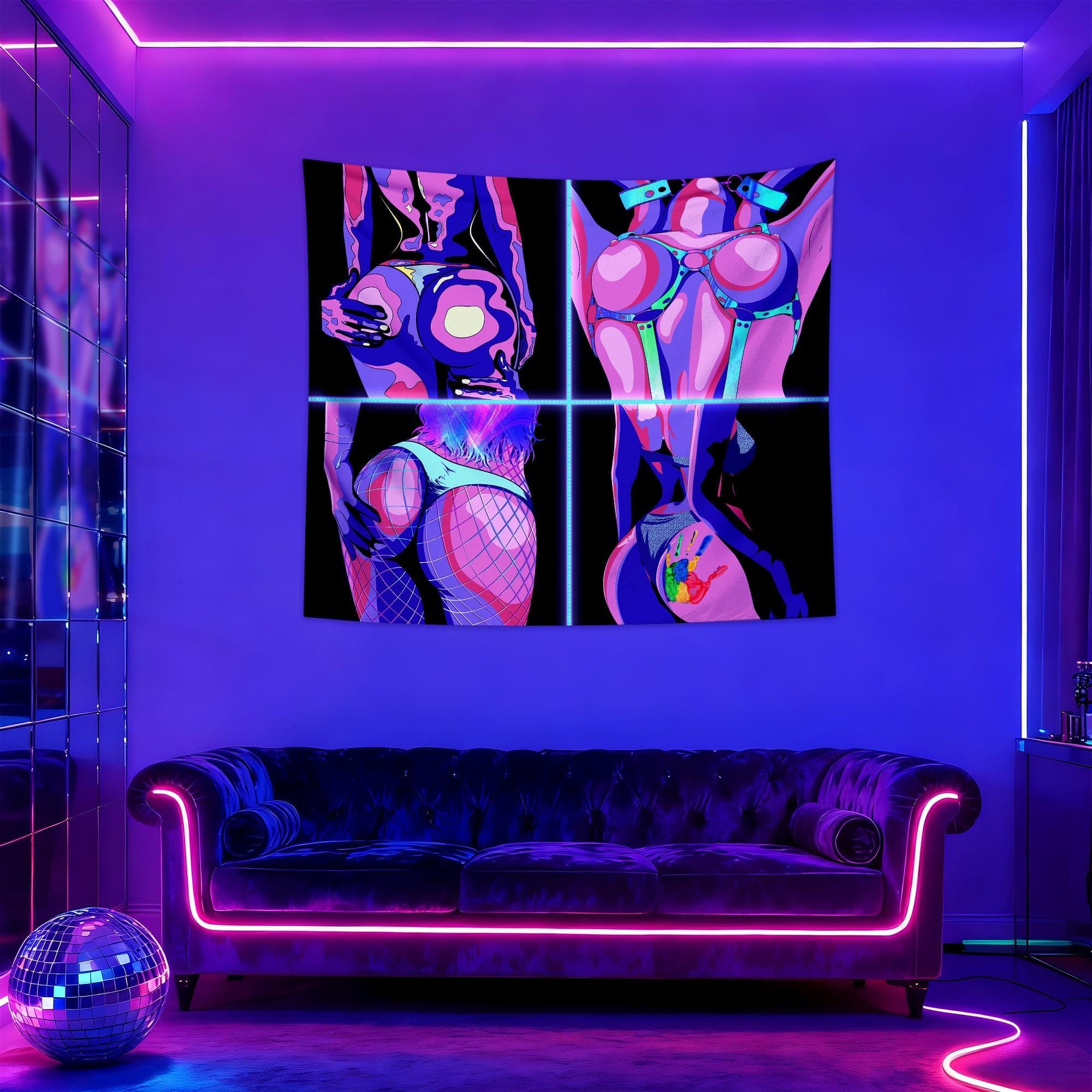 QGHOT Black Light Hot Girl Wall Decor Tapestry, Black, 60x50 in