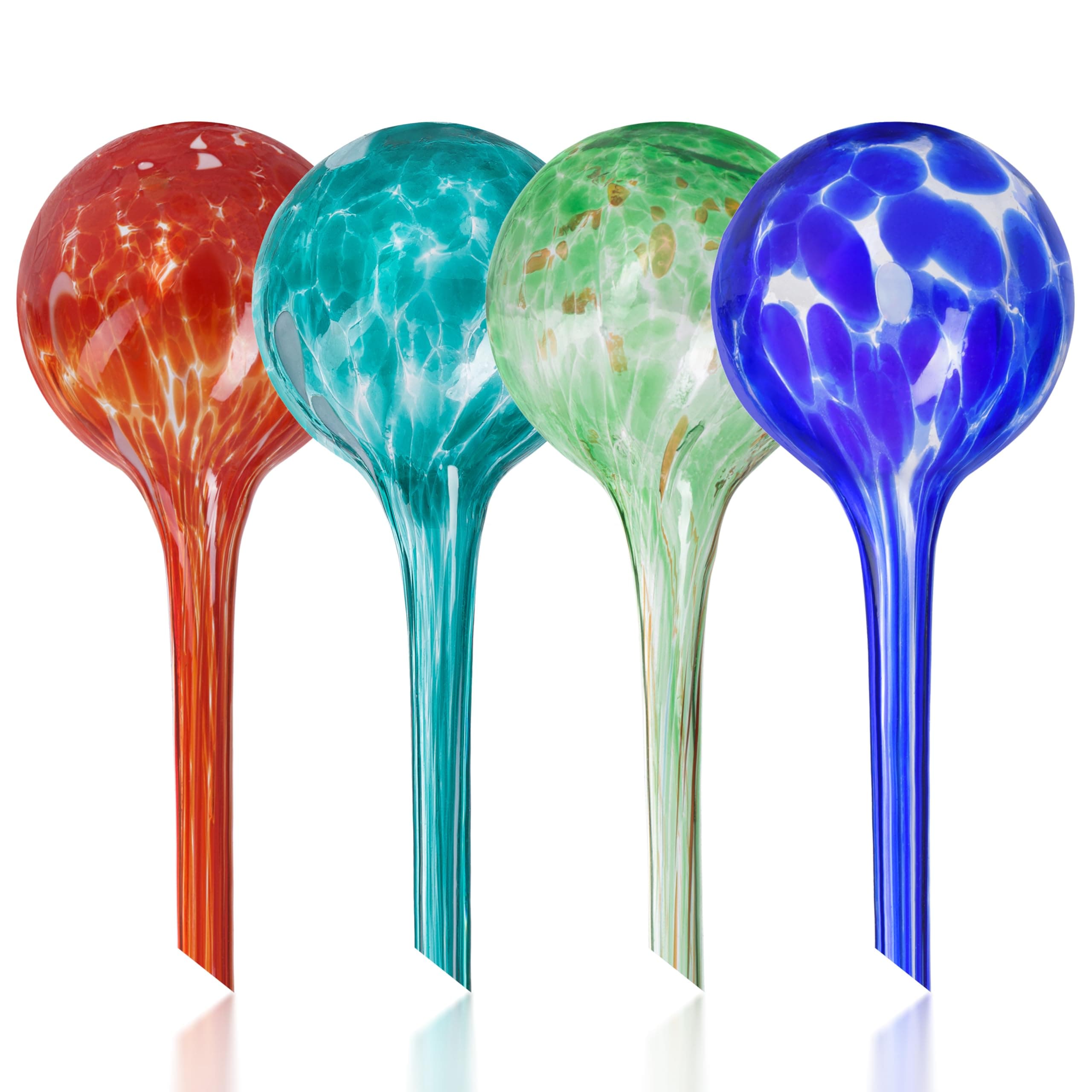 Plant Watering Globes Set of 4 - Small Multicolored Automatic Plant Watering Devices Glass Bulbs - Plant Waterer for Daily Use, Indoor & Outdoor