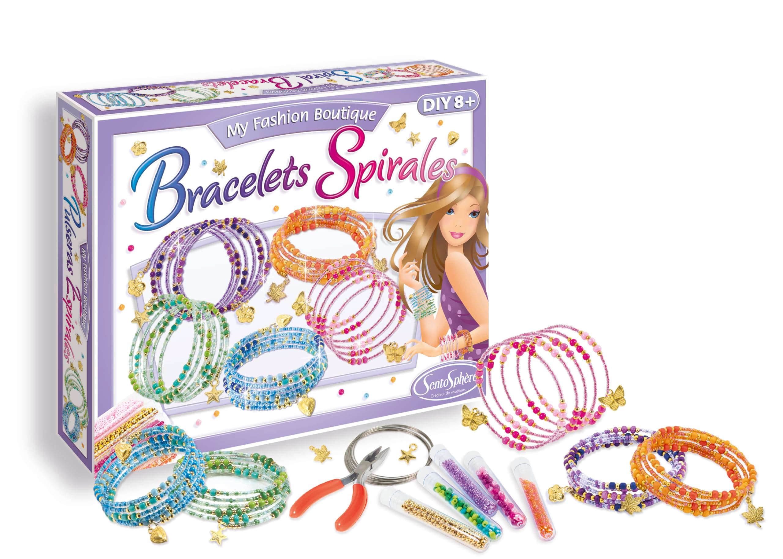 Sentosphère - My Fashion Boutique - Bracelets Spirales - Create Your Own Stylish Bracelets - Jewelry Making Kit - Arts & Crafts Activity - Multilingual - 3246